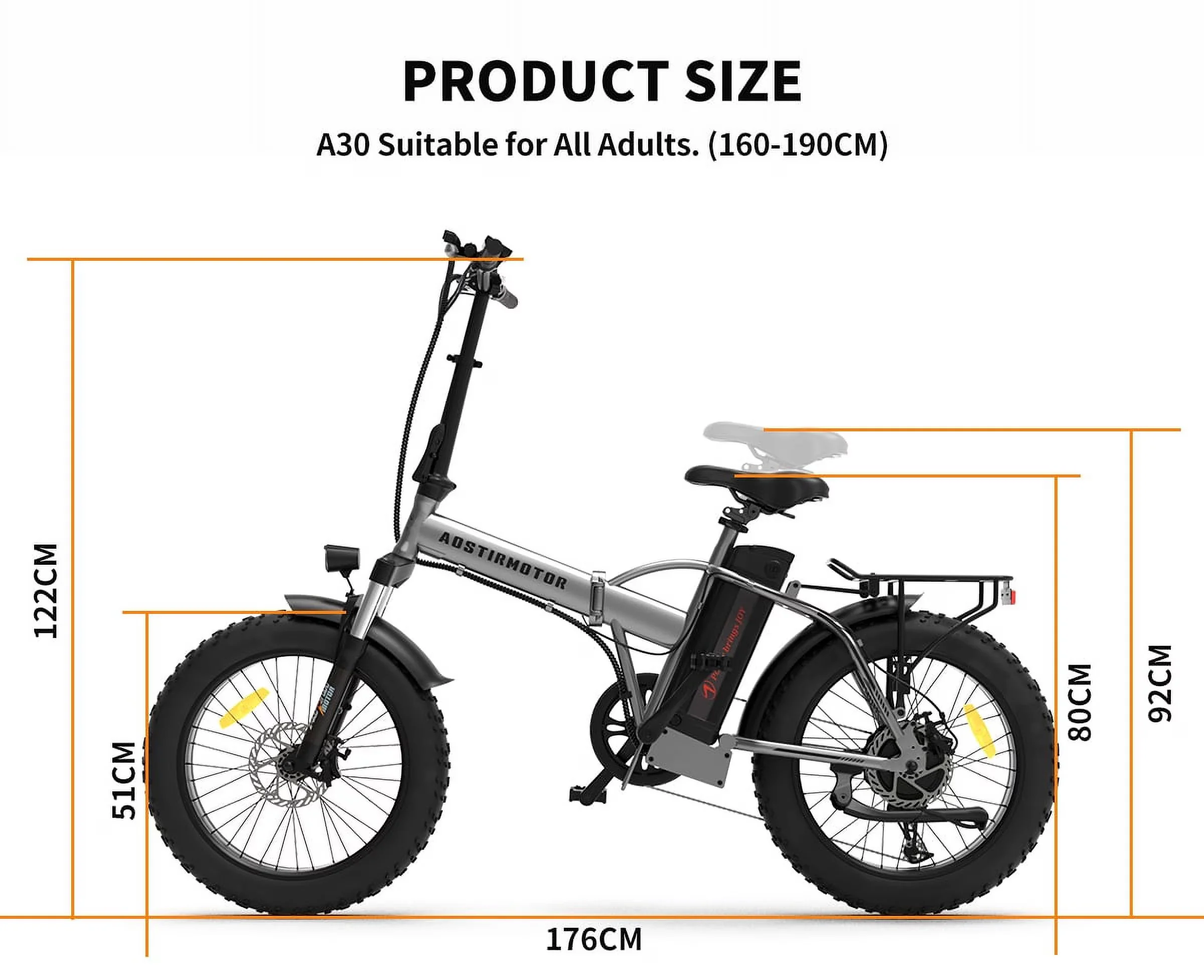 Electric Bike Professional with 750W, 48V, Folding 20 inch Fat Tire - Compact and Portable Model 7574A4