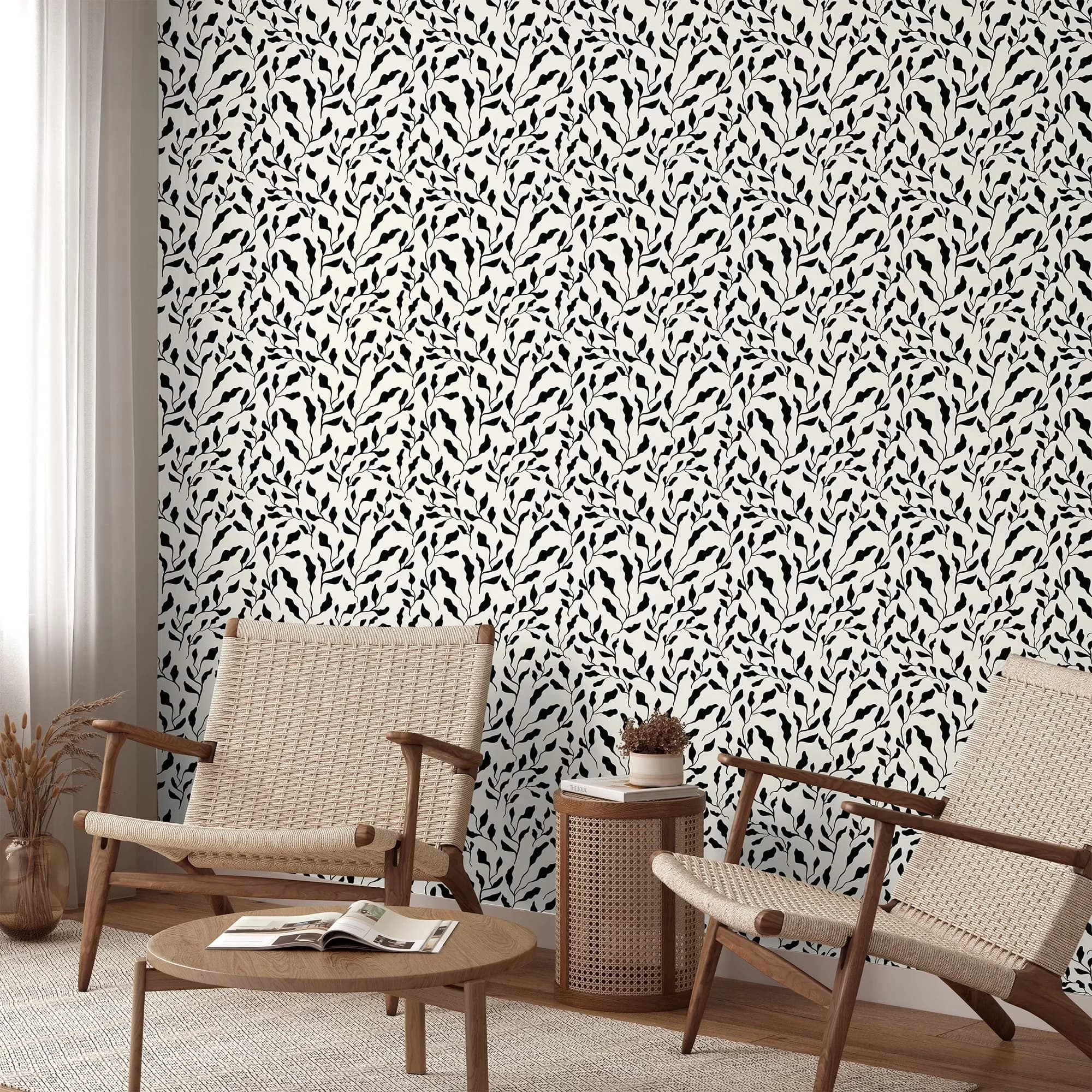 Modern Wallpaper with Finish, Durable, Removable - Vinyl Black 19x118 - Essential Collection Model C7727B