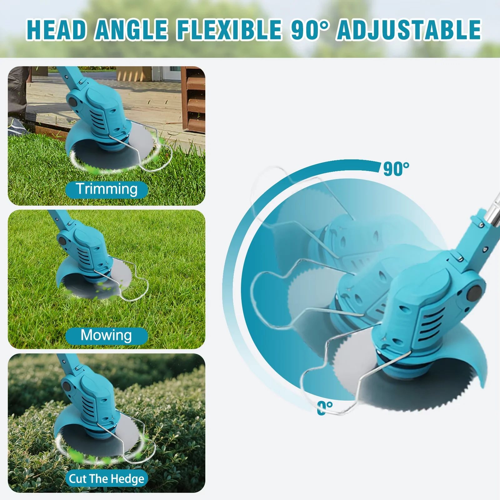 String Trimmer Stylish with Battery, 650W, 24V - Blue - Premium Collection Model A8C7C3