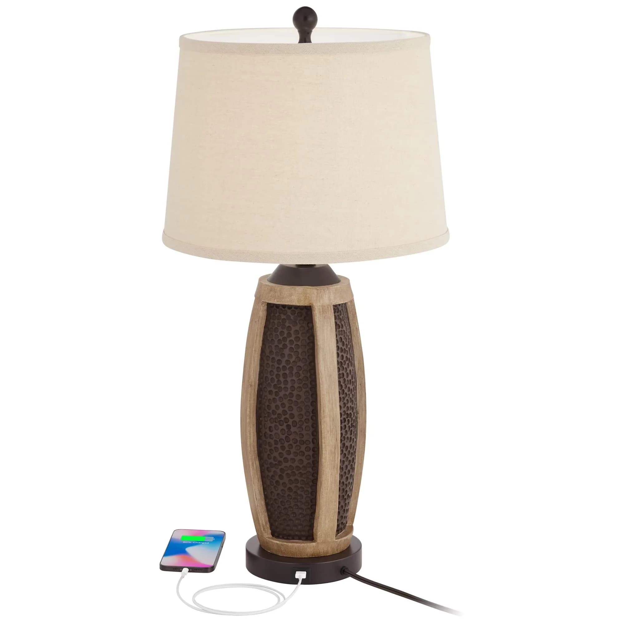 Lamp Set Classic with Incandescent, Modern, Farmhouse - Brown Cast Resin Model 58E626