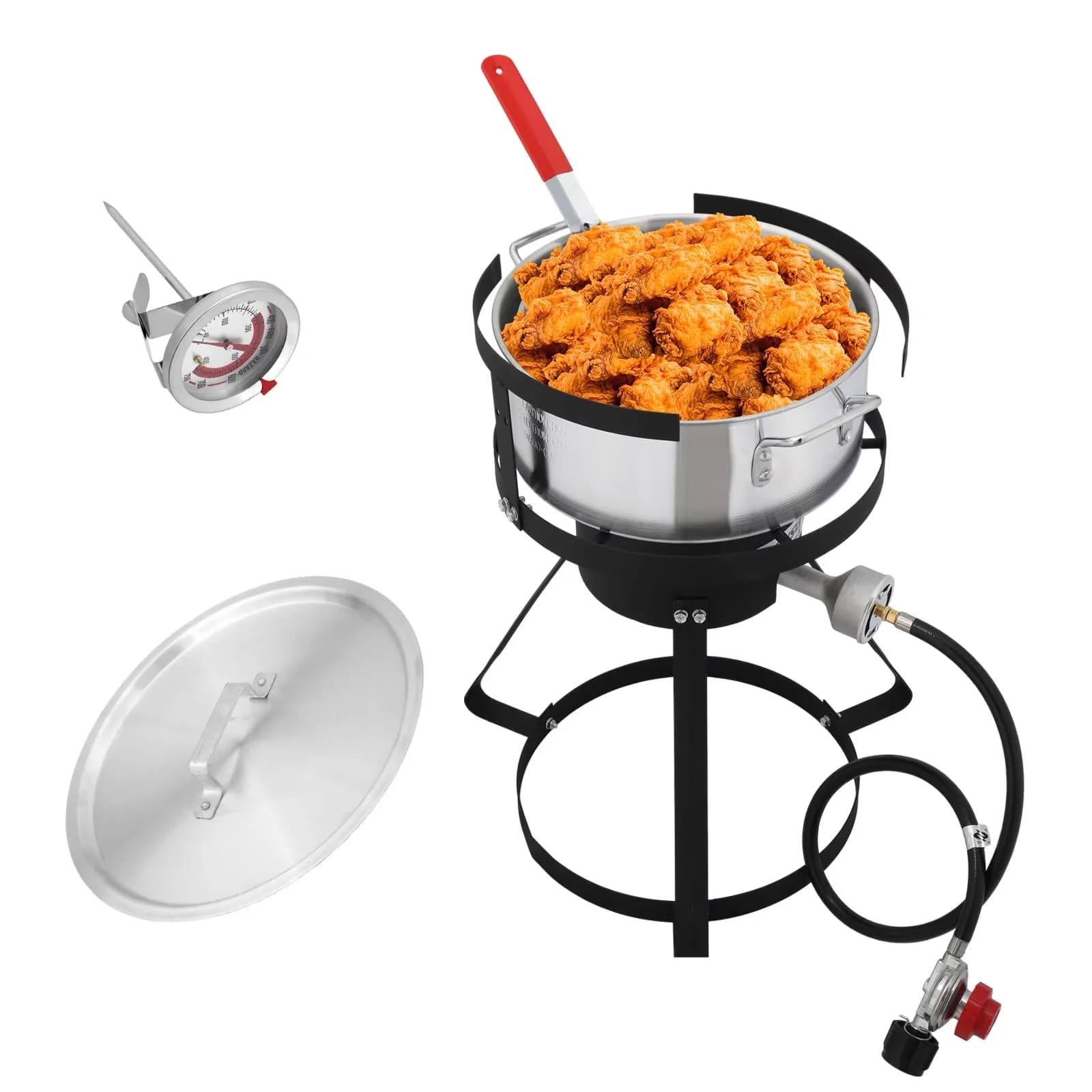 Outdoor Fryer Professional with 55000 BTU, 55000 BTU Propane - Aluminum Silver for Camping Model 64CDD3