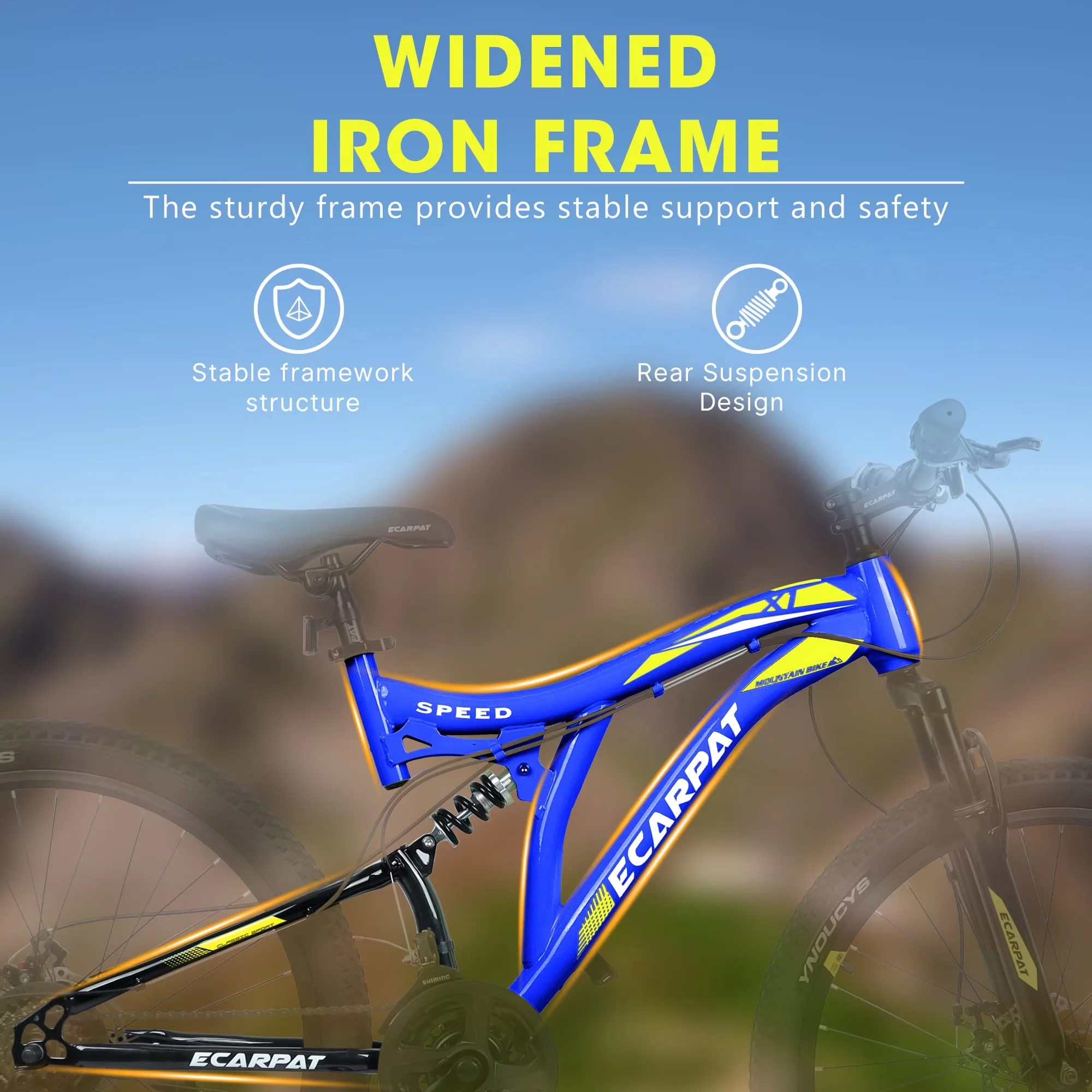 Efficient Mountain Bike with Adjustable Speed, Suits riders between 4'11"–6'3", High quality aluminum Frame - Blue Model F29D82