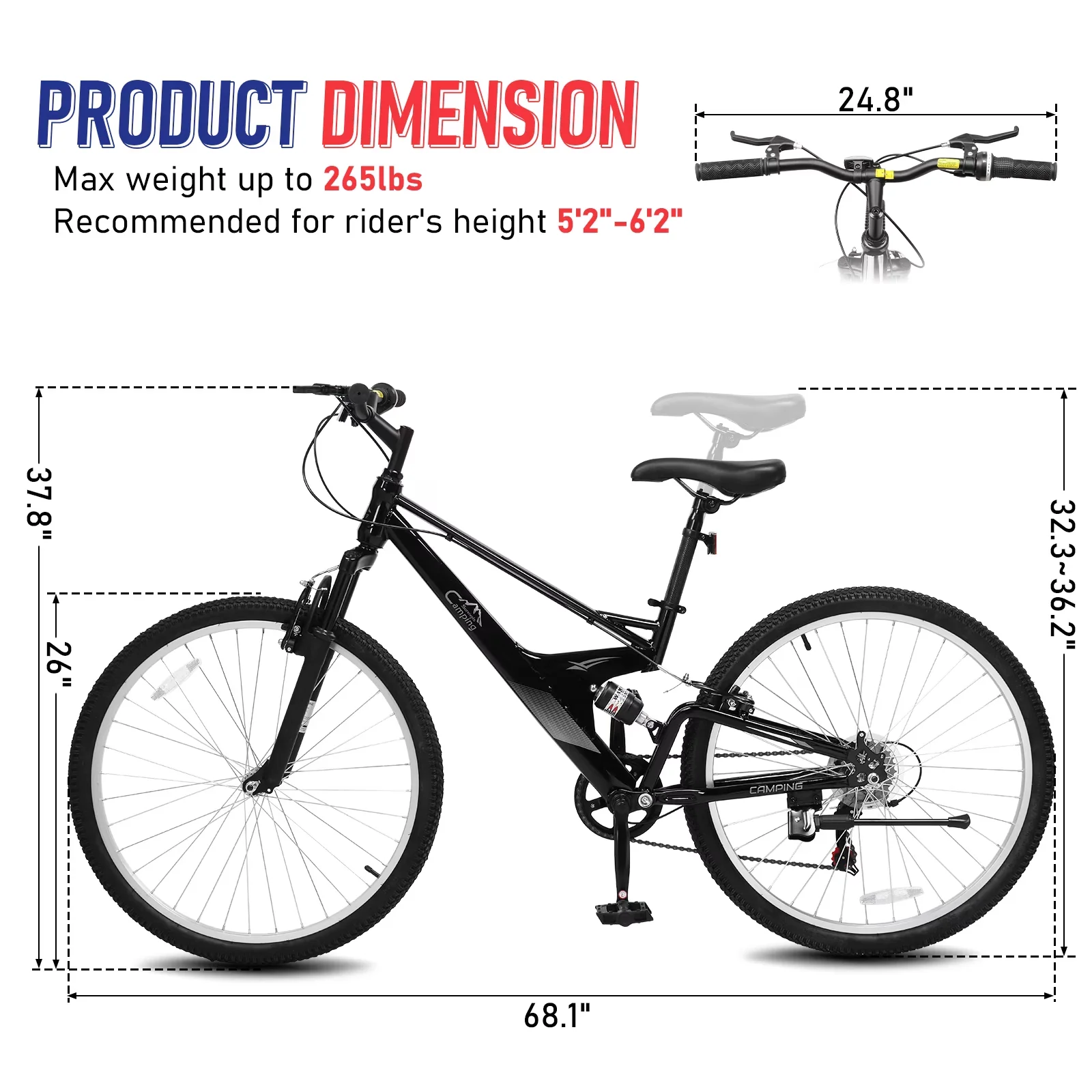 Quality Road Bike with Compact, Adjustable Speed, Adjustable Height - Black Model B0B28D