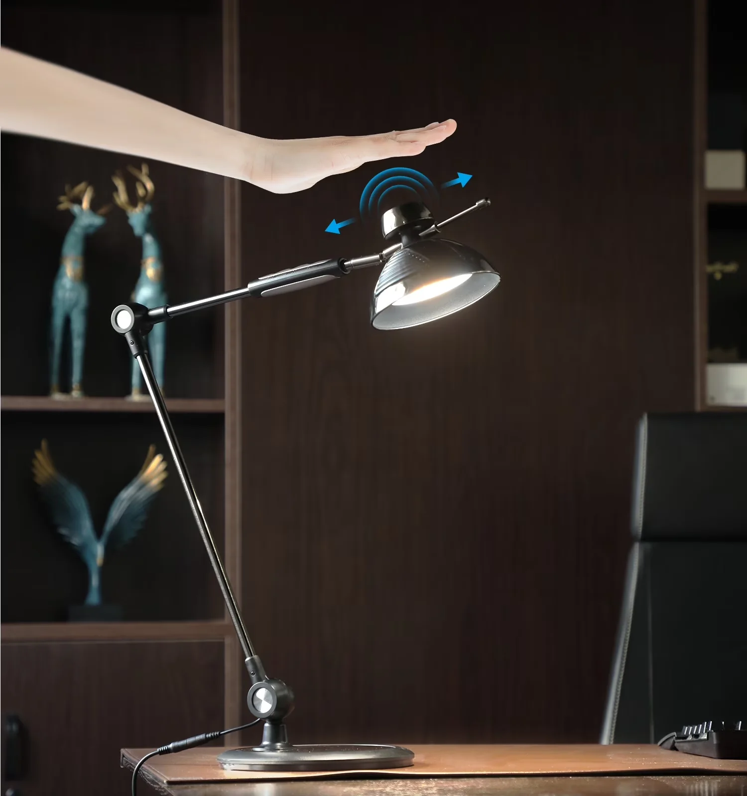 Desk Lamp Classic with LED, Swing Arm Lamps, Dimmable - Black Metal - Durable Build Model D4A30A