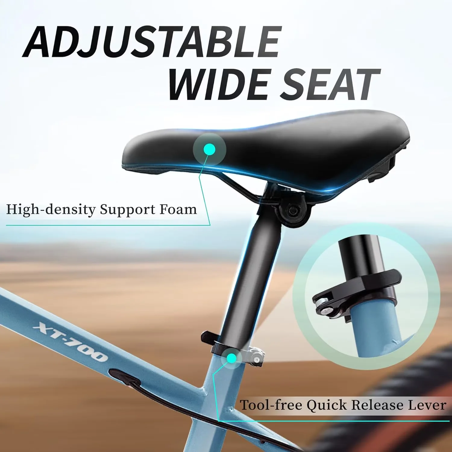 Sleek Mountain Bike with Adjustable Speed, Adjustable Seat Height, Easy Assembly - Blue Model D855AA