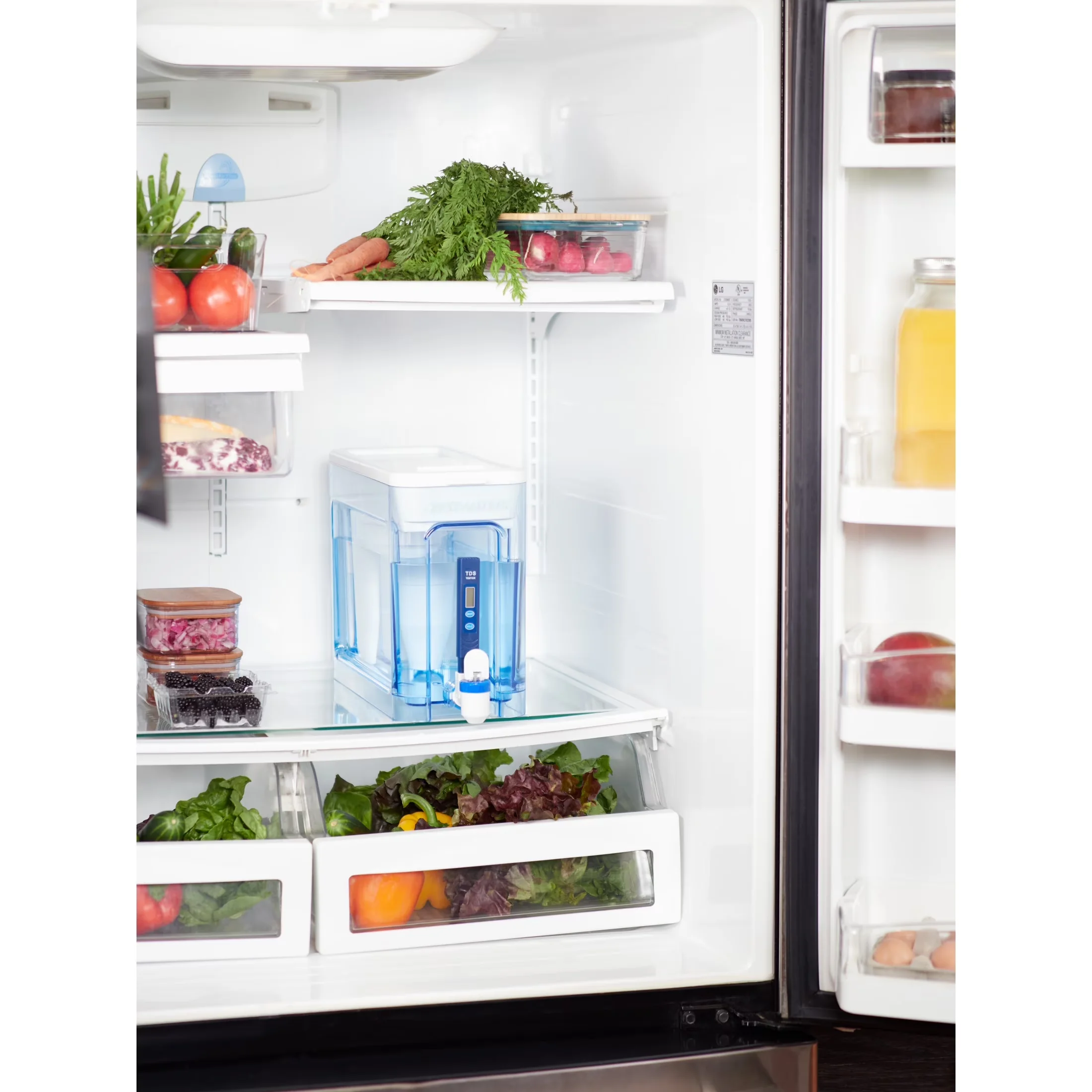 Modern Water Filtration with Automatic Shut Off, 32 Cup Ready-Read 5-stage Dispenser - Blue Plastic Model 37F60E