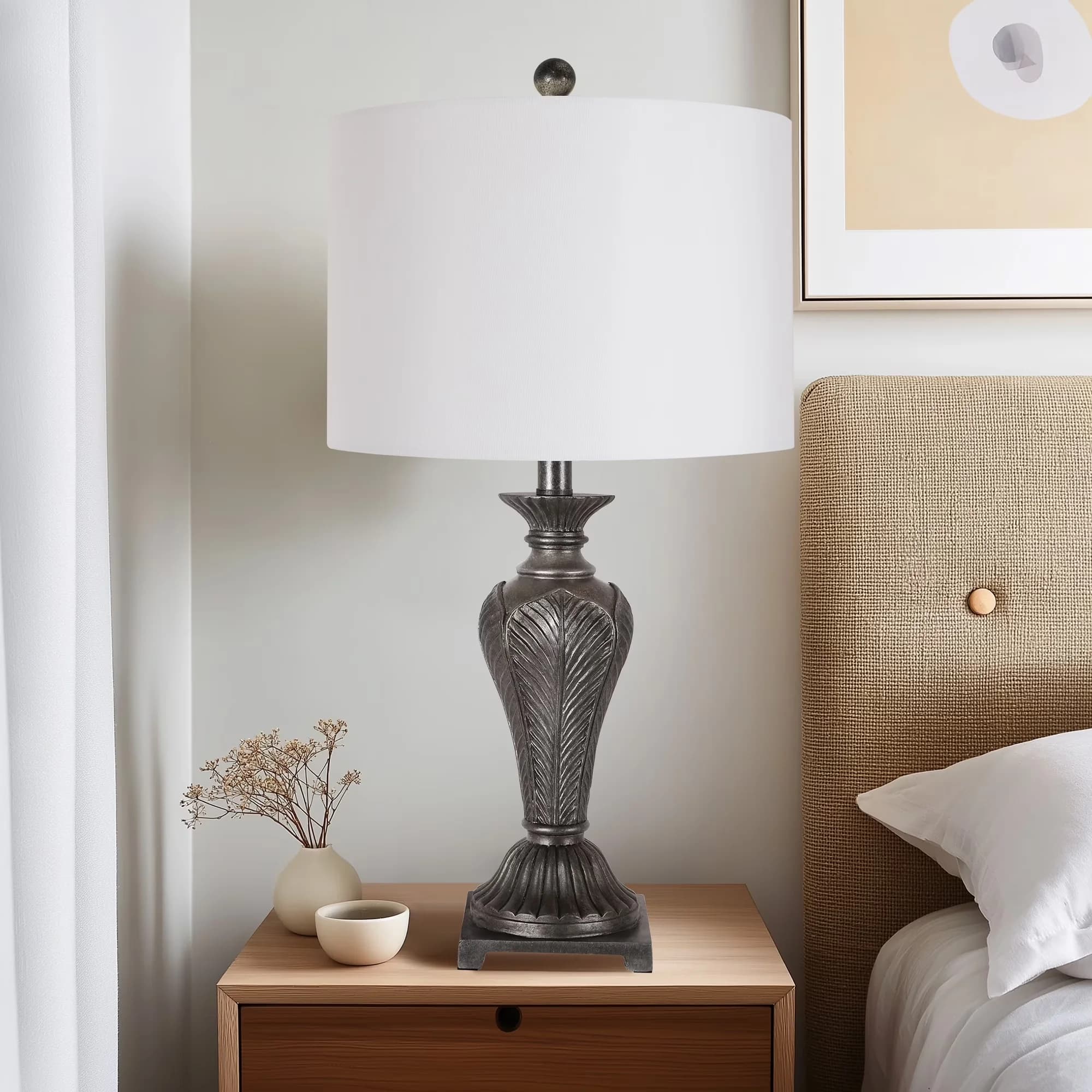Professional Lamp with LED, Cottage, Eco Friendly - Gray Resin for Home Model A922AD