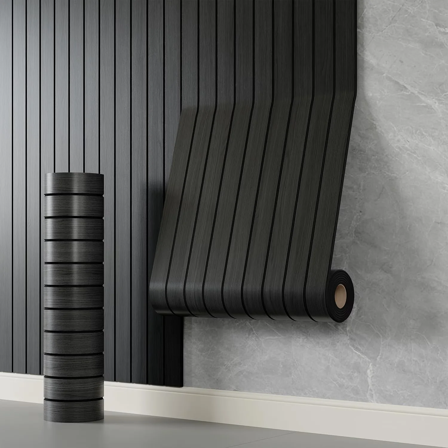 Modern Wallpaper with Easy To Clean, Washable, Durable - Plastic Black-15.7" X 236" Model D67B75