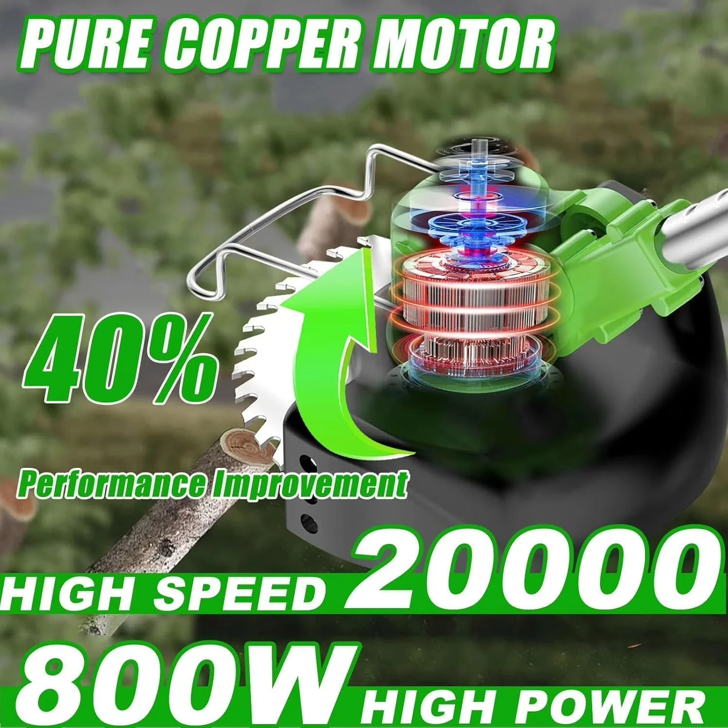Durable String Trimmer with Battery, 48V, Extendable - Green - Quality Construction Model 174306