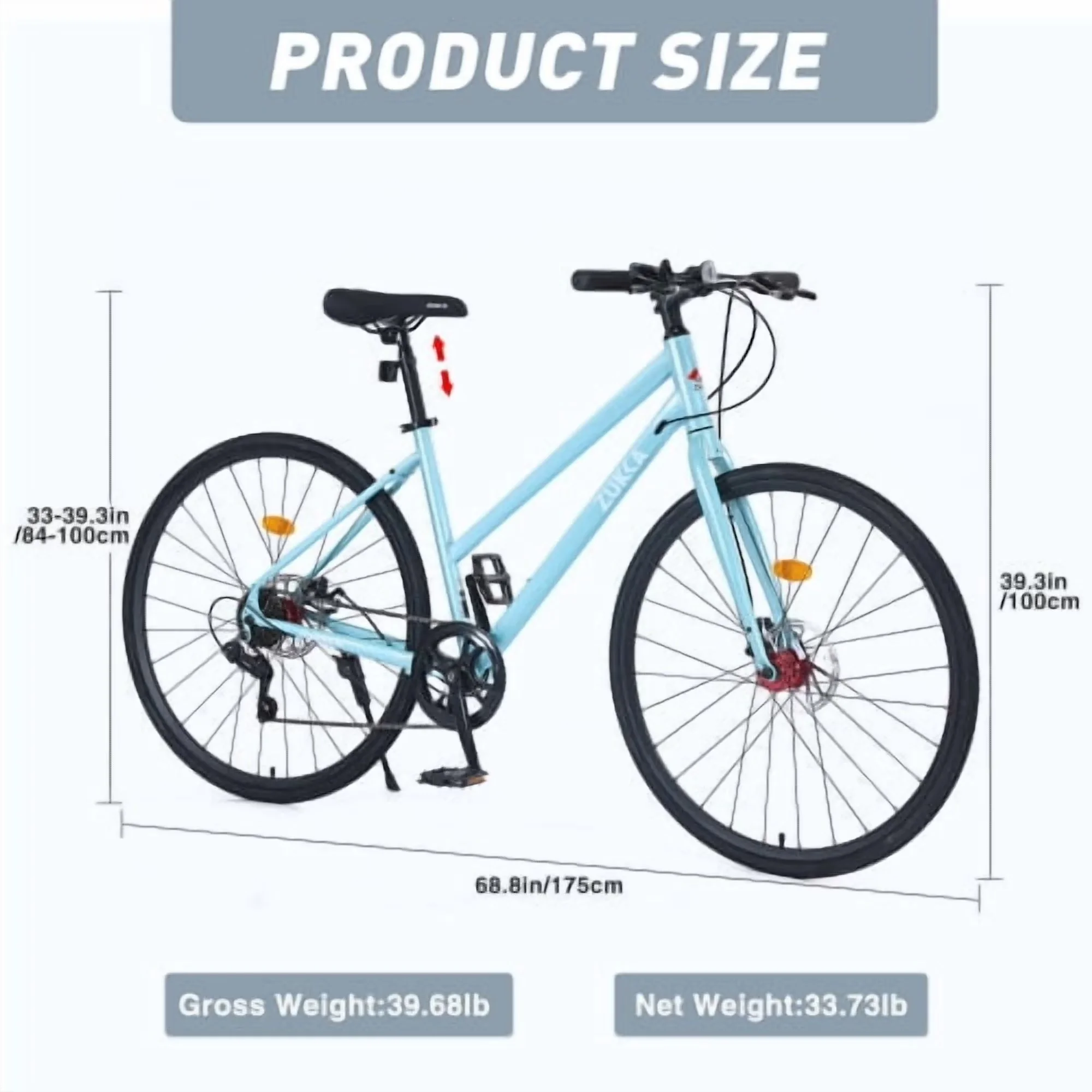 Road Bike Reliable with Aluminum Alloy Rim, Double Disc Brake City Bicycle, 700C - Blue Model 168CC9