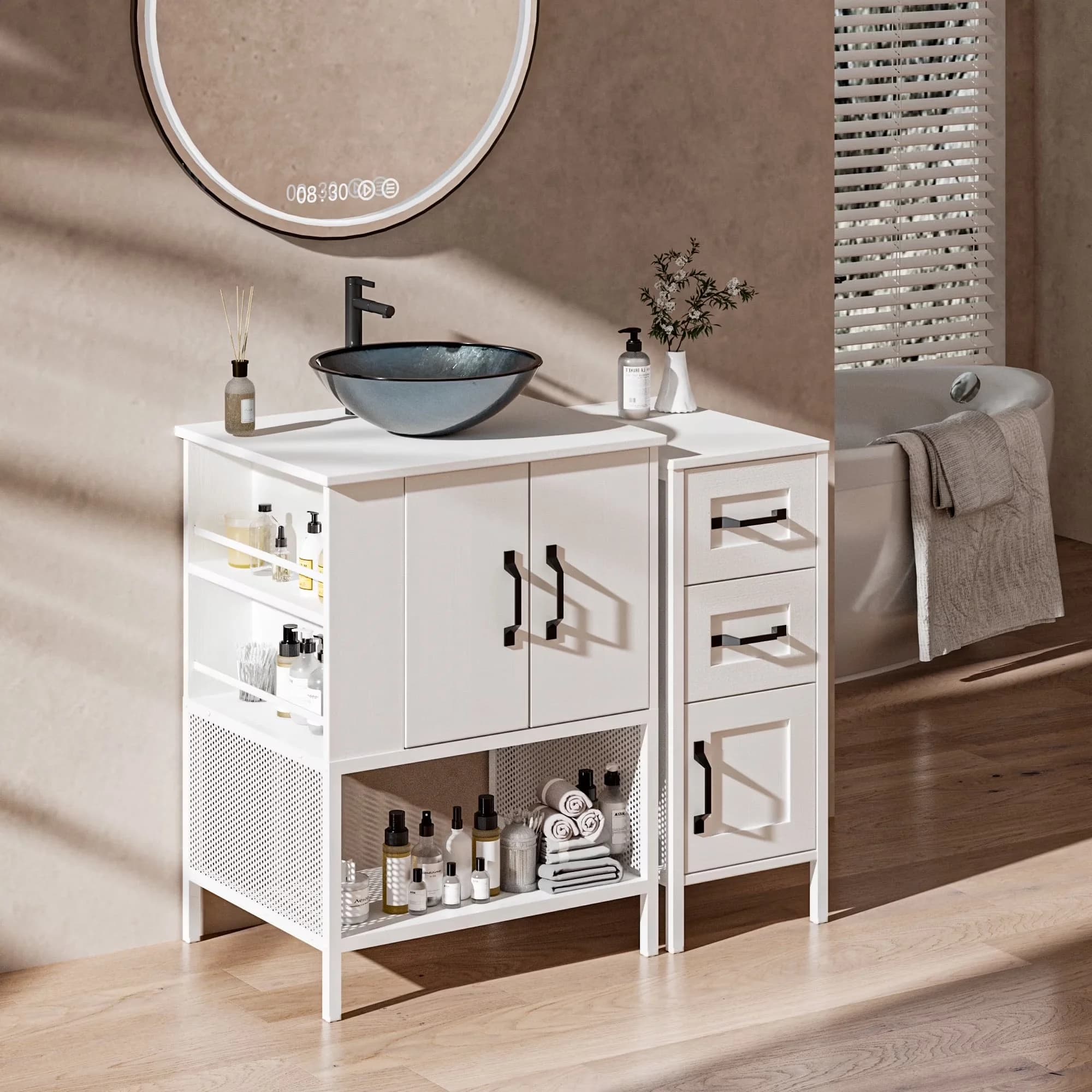 Bathroom Renovation Reliable with 36 Inch Vanity, Sink, Modern Iron Wood Cabinet - Model B611AE