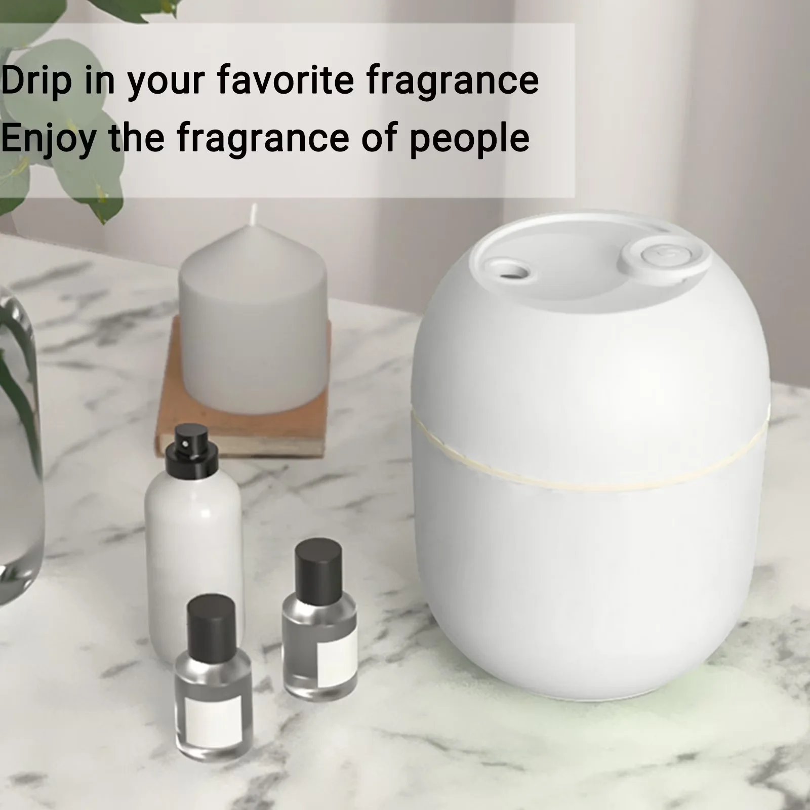 Compact Humidifier with Battery, Automatic Shut-Off - White for Bedroom, Car Model 993F58