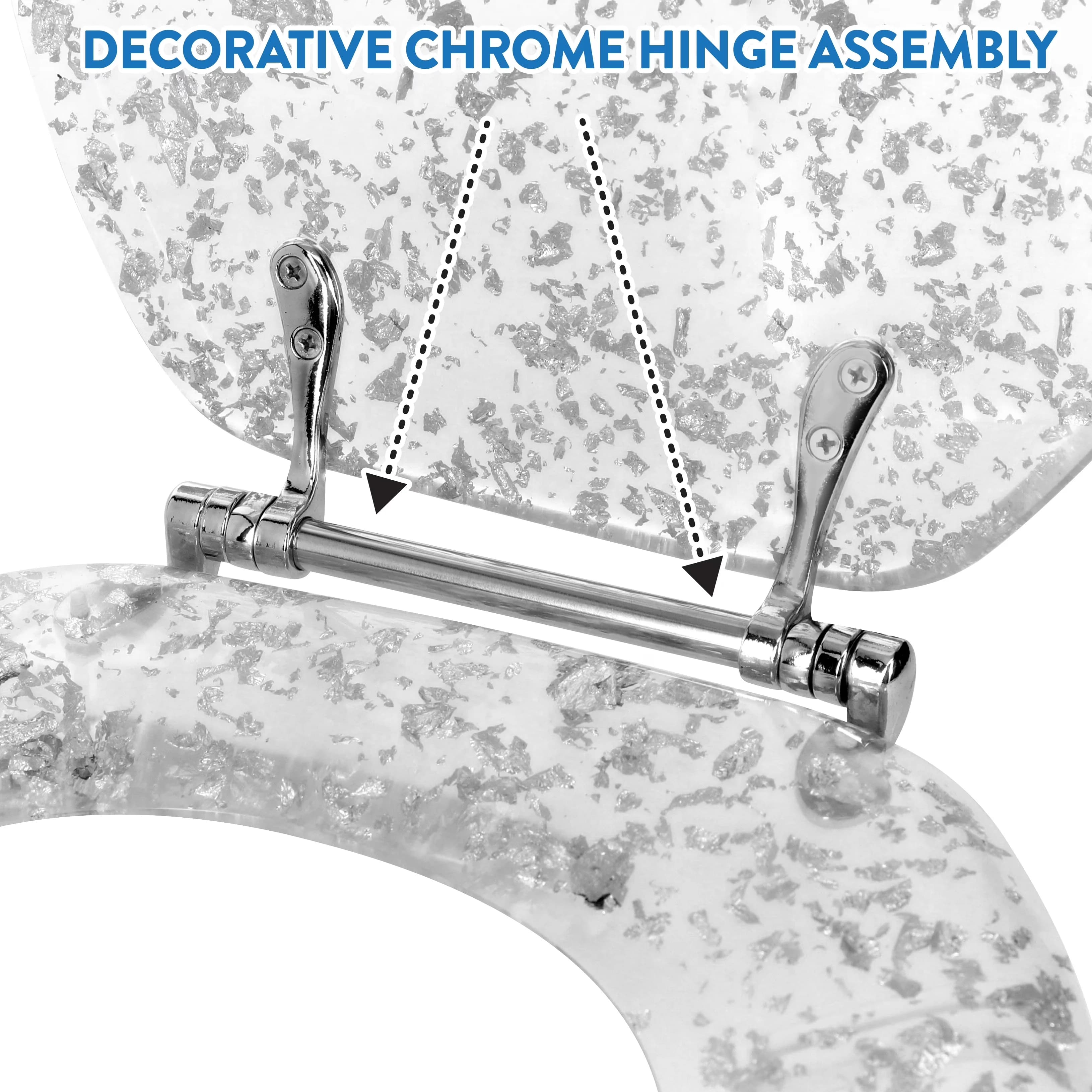Sleek Toilet Seats And Lid with Easy Installation, Elongated Resin Decorative Seat - Resin Silver Model 5850BC