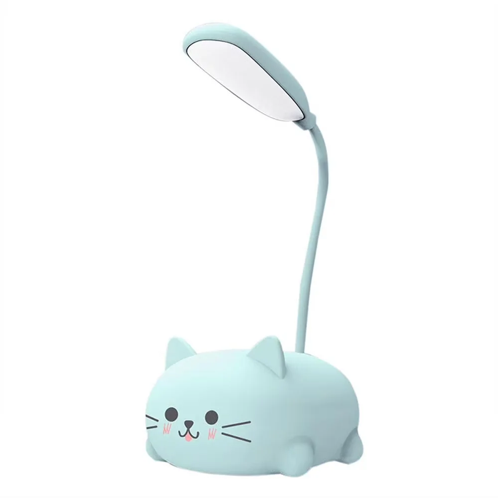 Compact Desk Lamp with LED, Battery, Gooseneck - Blue Abs for Home Office, Bedroom Model E072C7