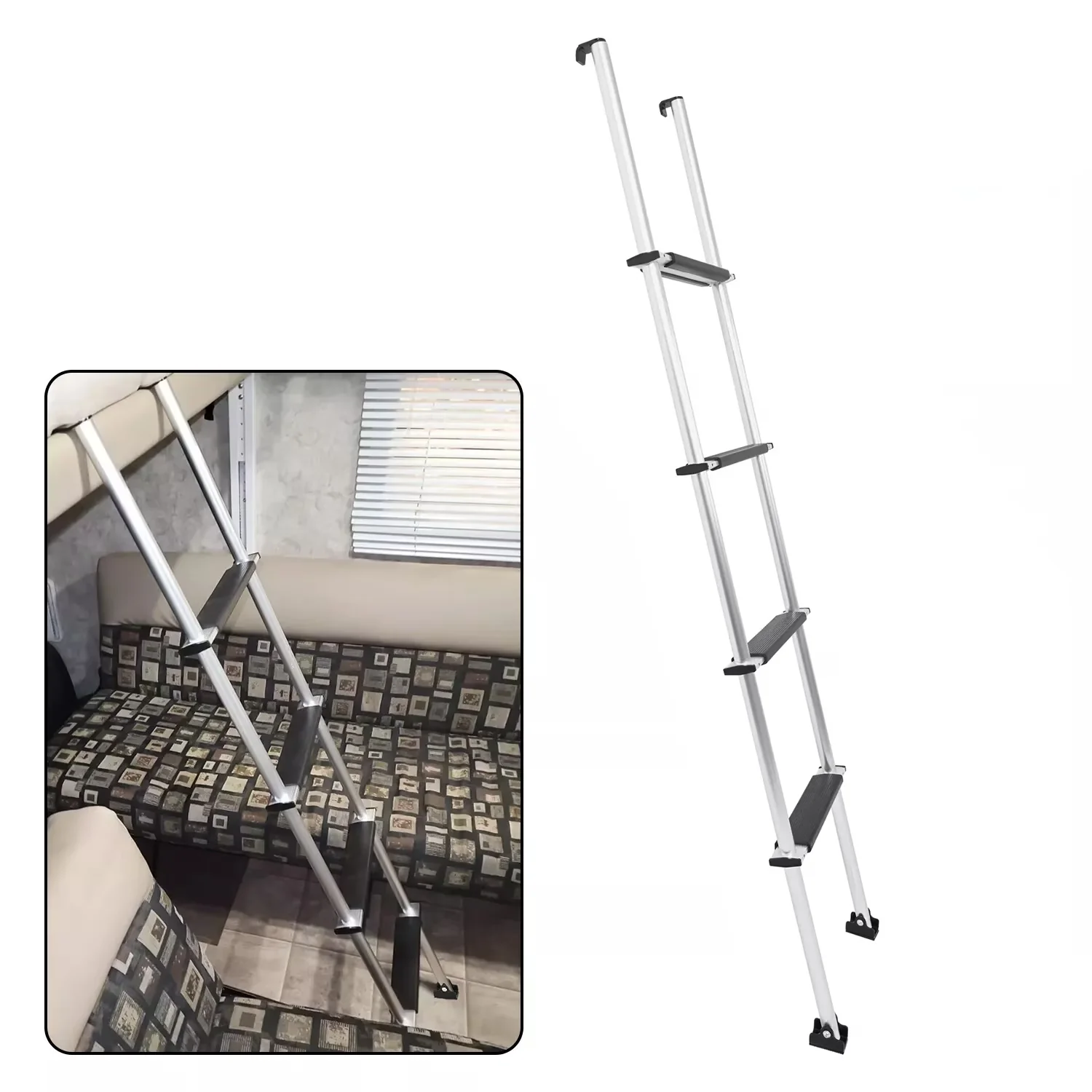 Premium Ladders And Step Stool with Adjustable, Metal Frame - Aluminum, Rubber 60" Model 59C8EE