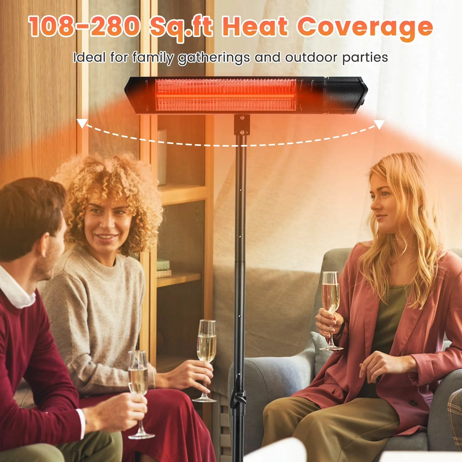 Outdoor Heating Quality with 1500W, Weatherproof - Black for Indoor, Outdoor Model ADED16