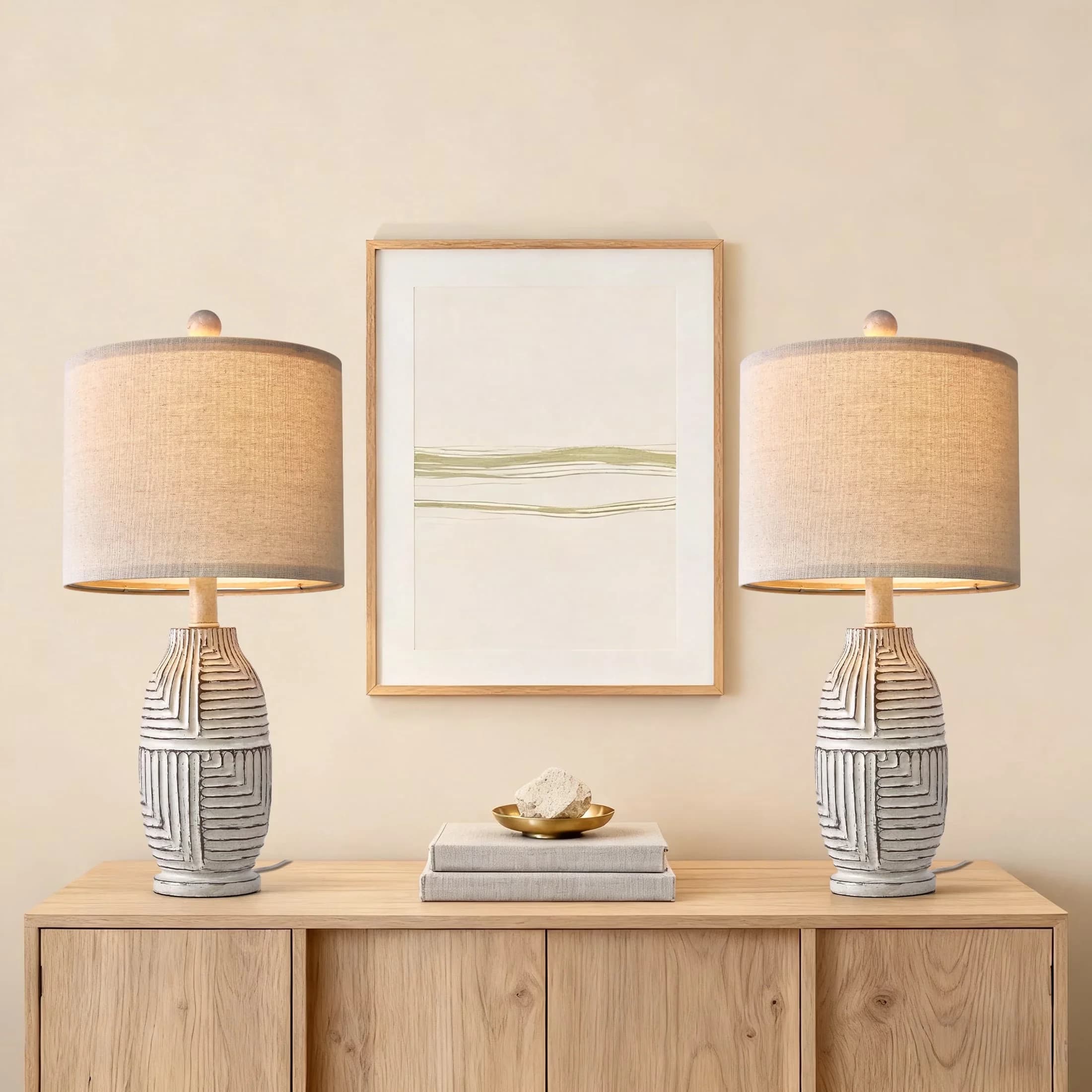 Innovative Table Lamp with Incandescent, Farmhouse, 20.25" Farmhouse Lamps Set of 2 - White Resin Model 71F13F