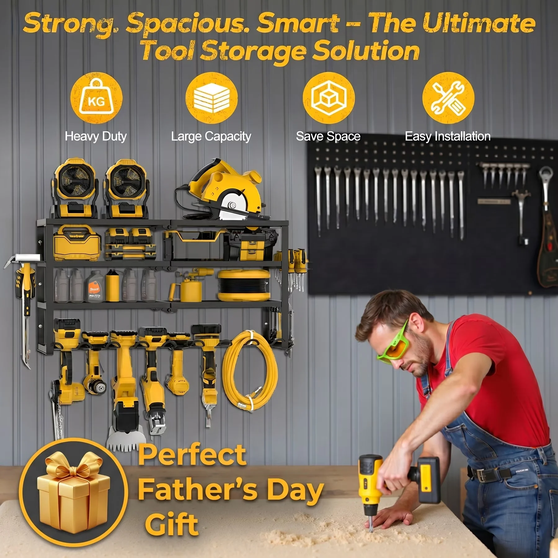 Efficient Toolstorage with Tool Organizer, Storage, Adjustable - Metal 32.6" x 15.5" x 8" Model AFA8EA