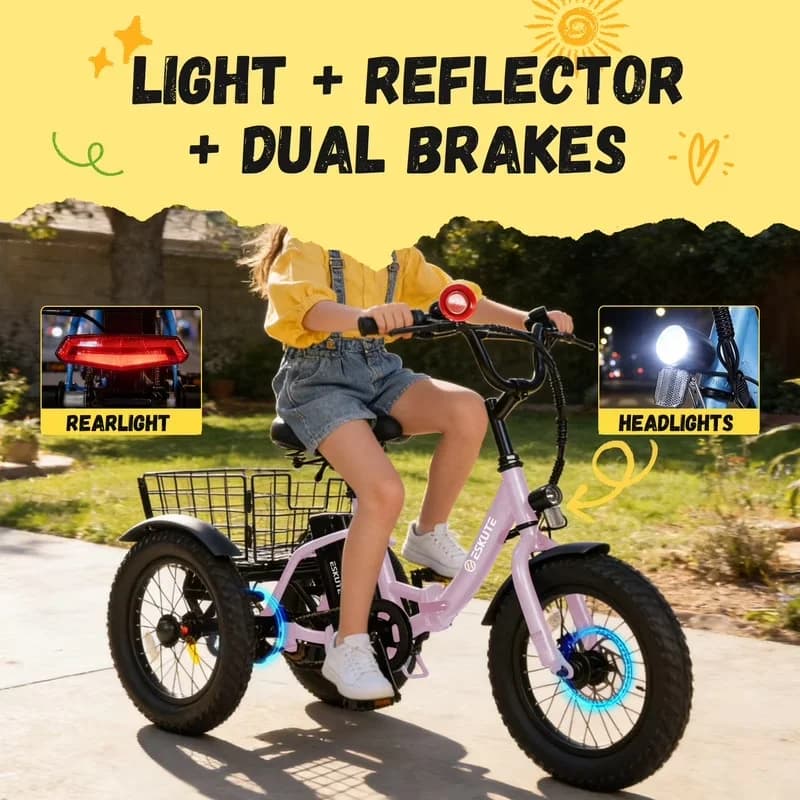 Electric Bike Versatile with Battery, 500W, Foldable - Pink - Long-Lasting Performance Model 34BAE5