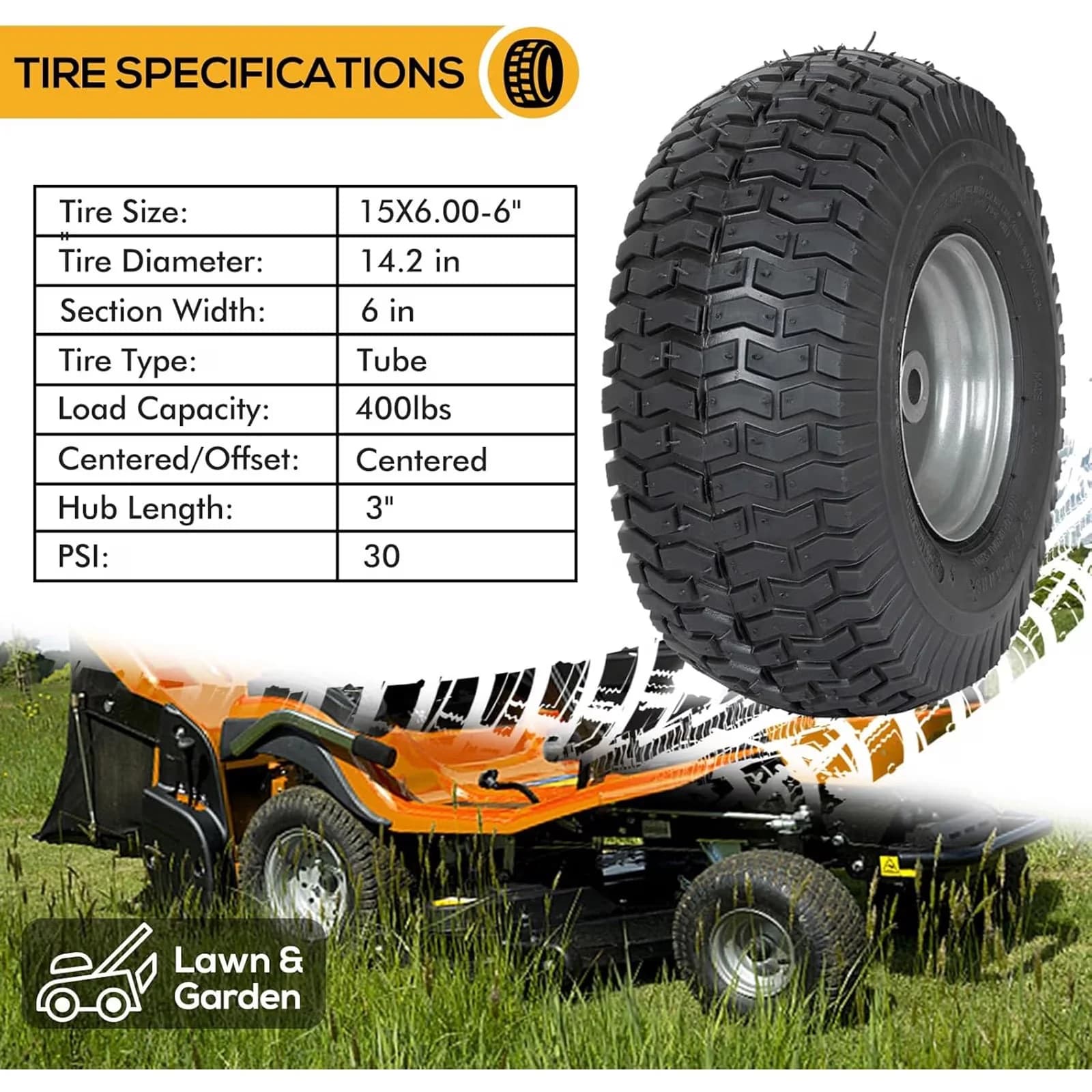 Sleek Lawn Mower Tire with Set Of 2 - 00-6 - Durable Build Model A23DEF