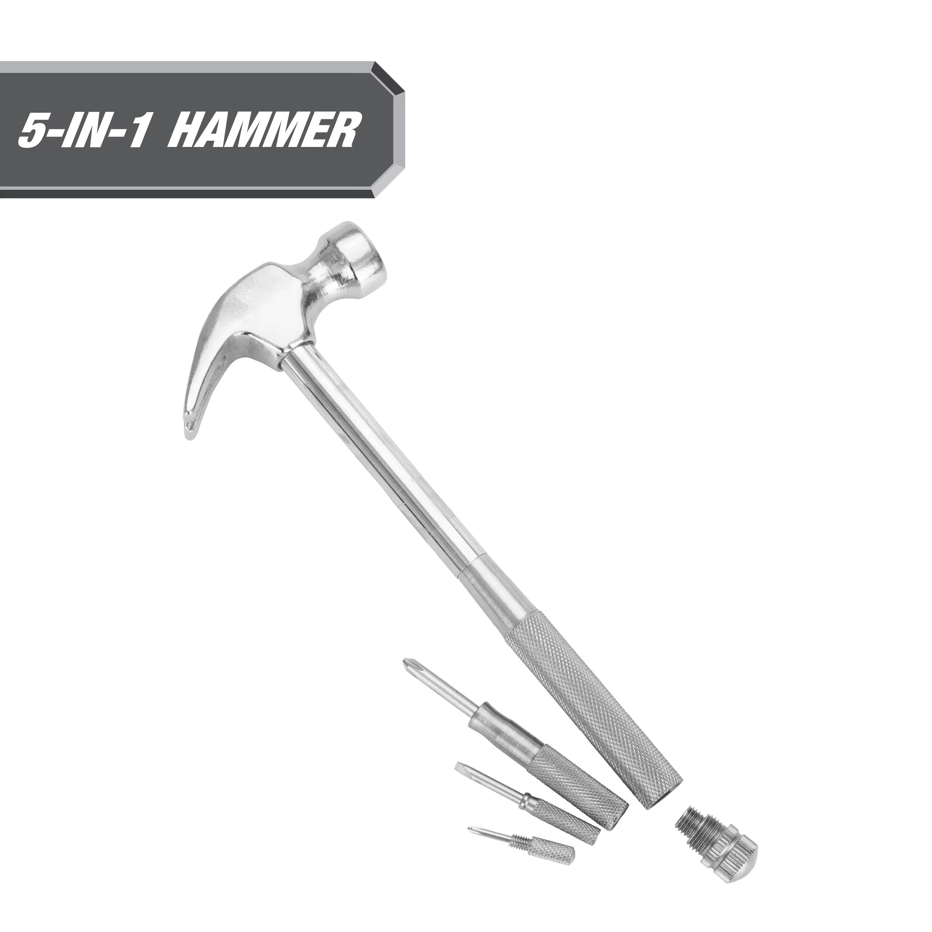 Innovative Hand Tool with Rust Resistant, New Chrome Plated 5 in 1 Hammer, 5 Year Limited Warranty - Model 20AC3A