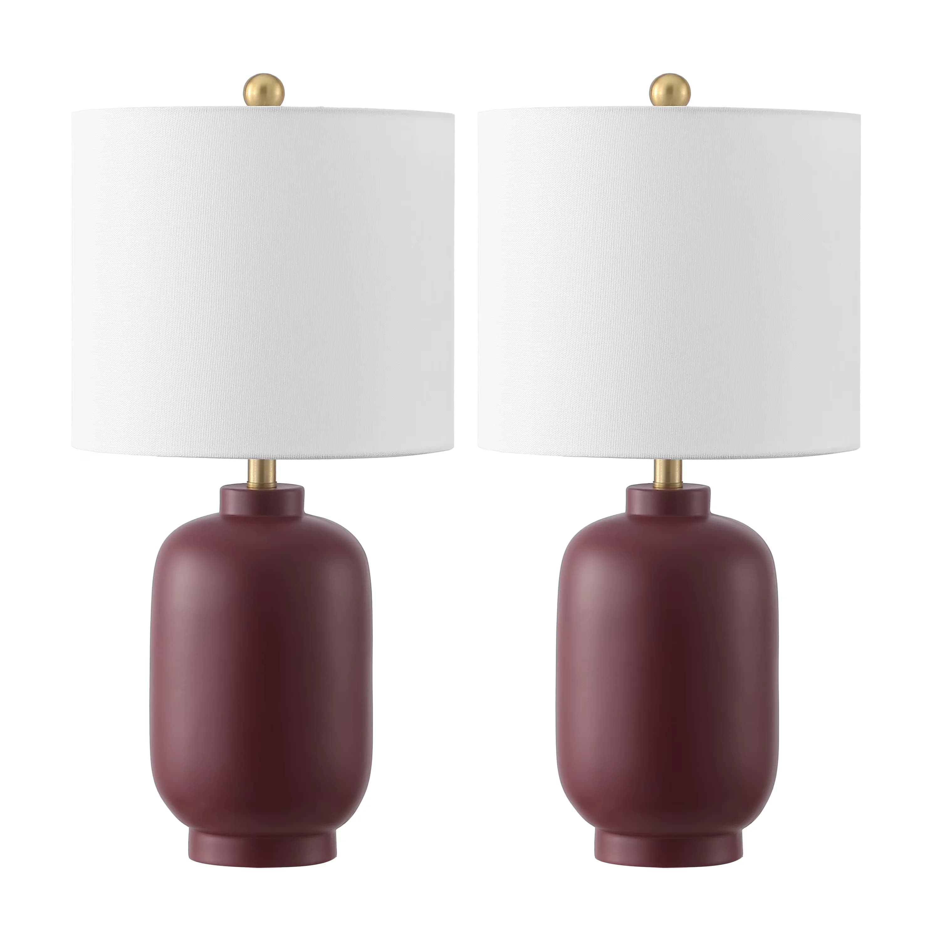 Essential Lamp Set with LED, Modern, Madsen 10" Modern Resin Table - Resin Red Model F3EC44