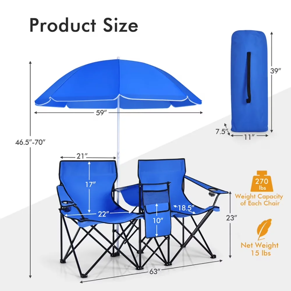 Compact Beach Chair with Folding, Adjustable, Waterproof - Blue Portable Model 7B7E13