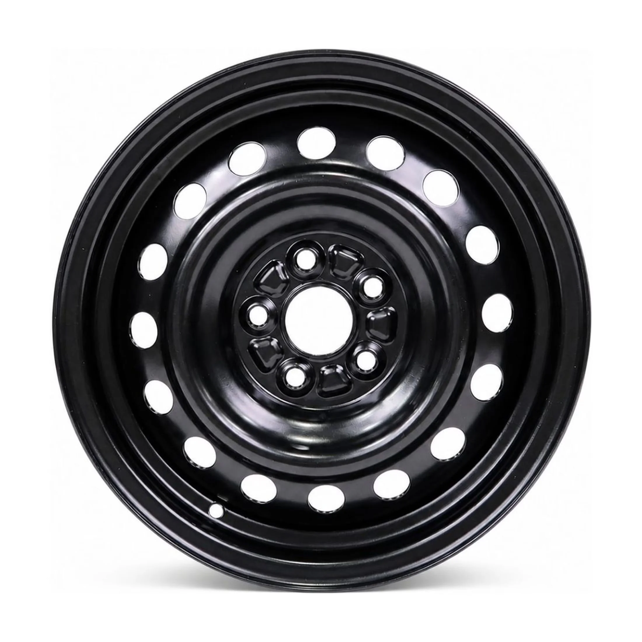 Essential Wheels And Rim with Split Spokes, 15 inch Black Steel Wheel 5x100 - Black Steel Model 66856B