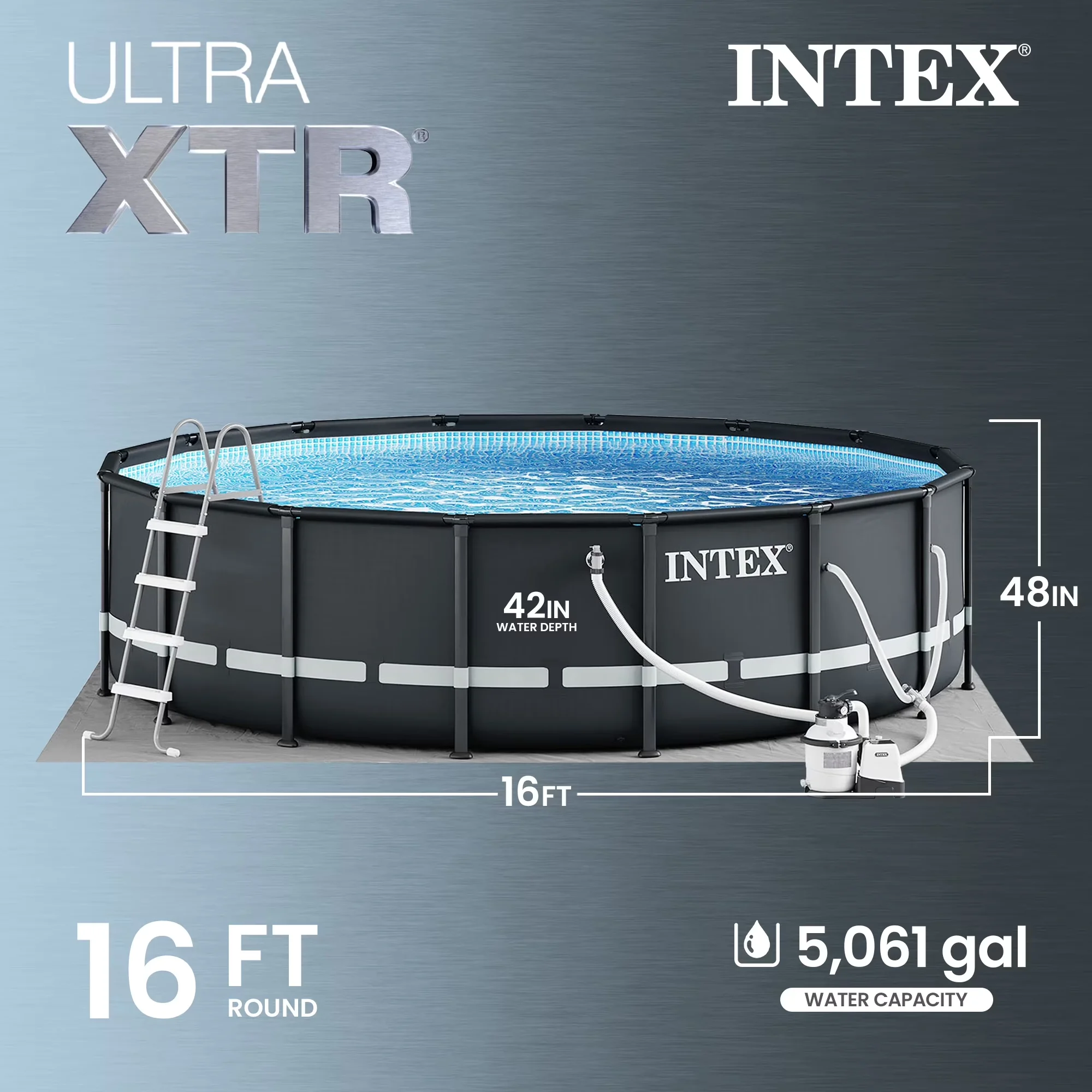 Professional Above Ground Pool with Puncture Resistant, Uv Resistant - Gray Model E4B0DB