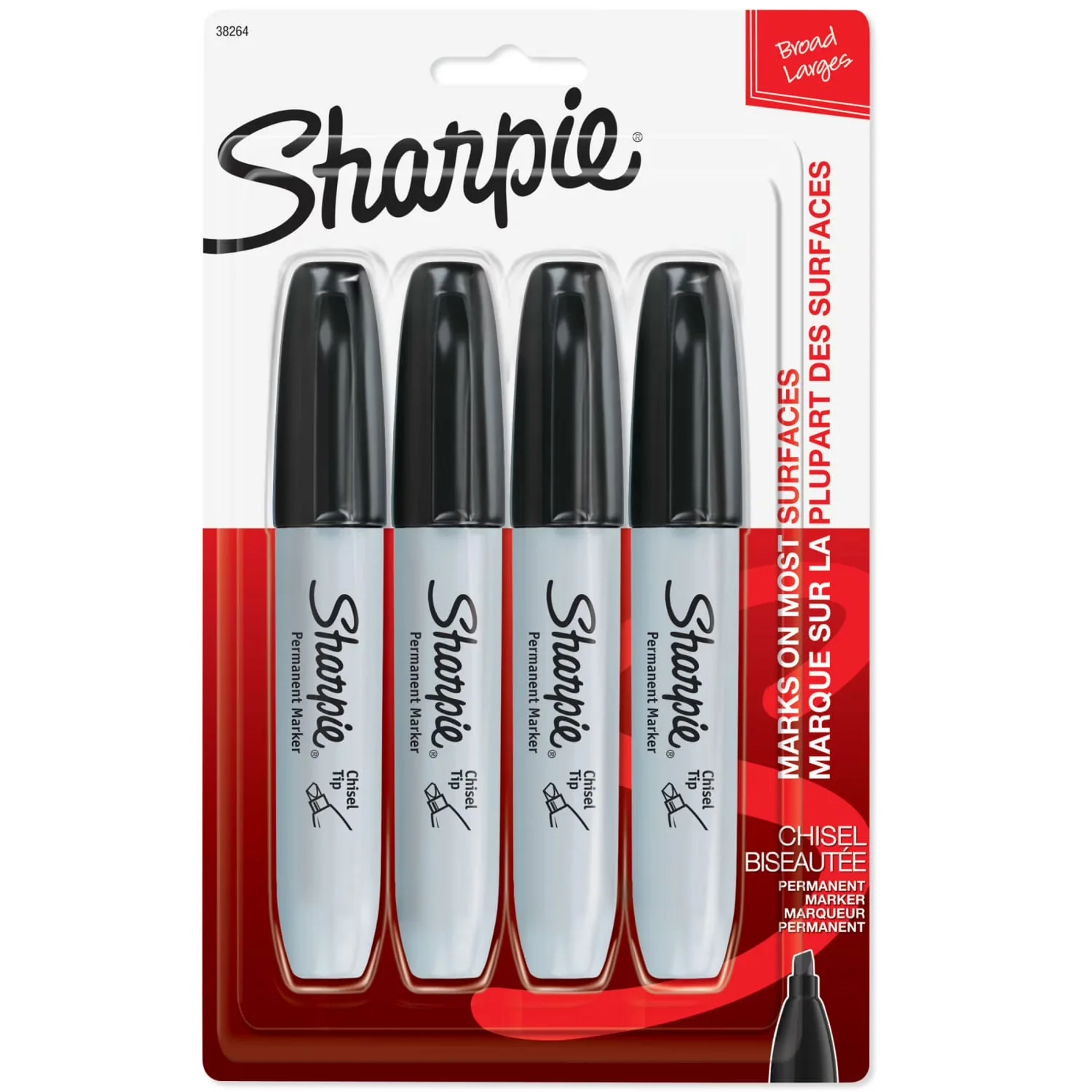 Garage Storage Supply Stylish with 4 Count, Chisel Tip, Permanent Markers - Black Model 10B9C0