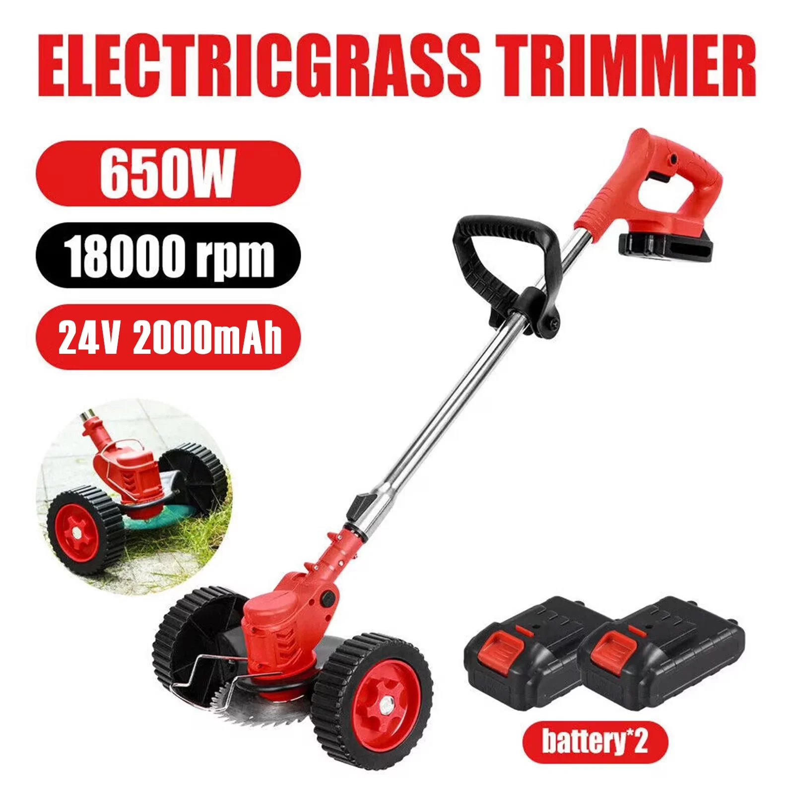 Versatile String Trimmer with Battery, 21V, 21V Cordless Lawn - Red - Long-Lasting Performance Model B75A7A