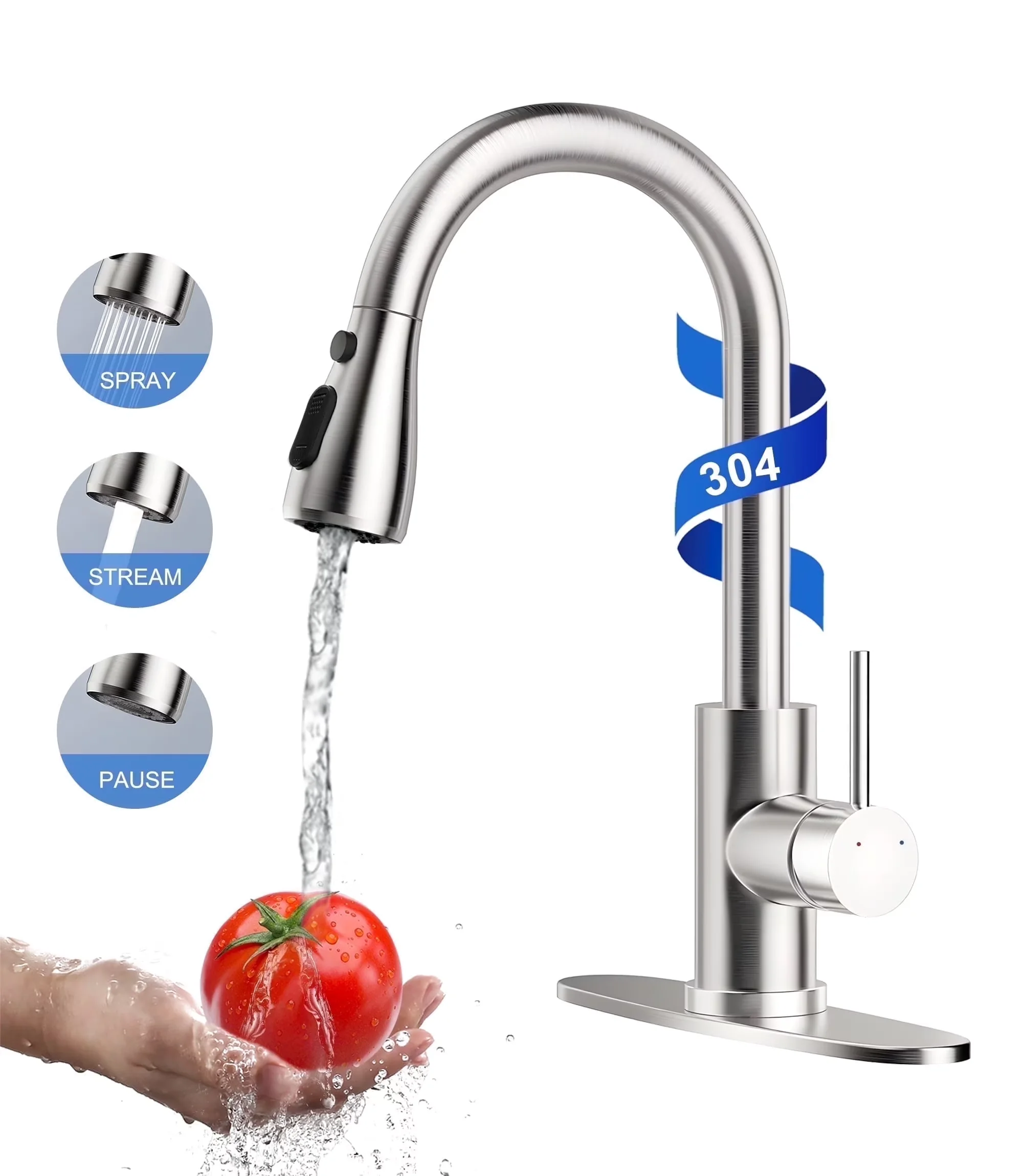 Versatile Kitchen Renovation with 360 Degree Rotation, Pull Down Sprayer - Stainless Steel Silver Model 995550