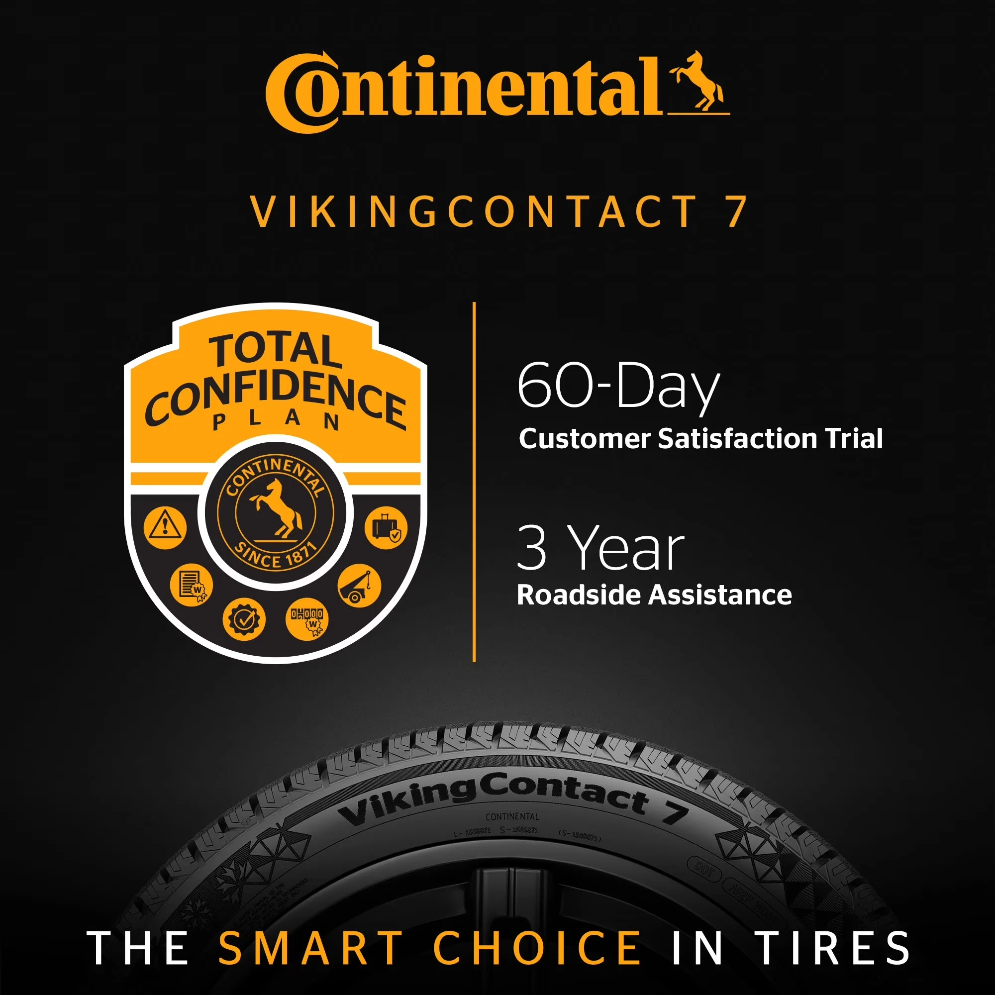 Innovative Car Tire with Fits Multiple Makes And Models, Wet Or Dry, Sidewall style: Black Sidewall - Model DC837B