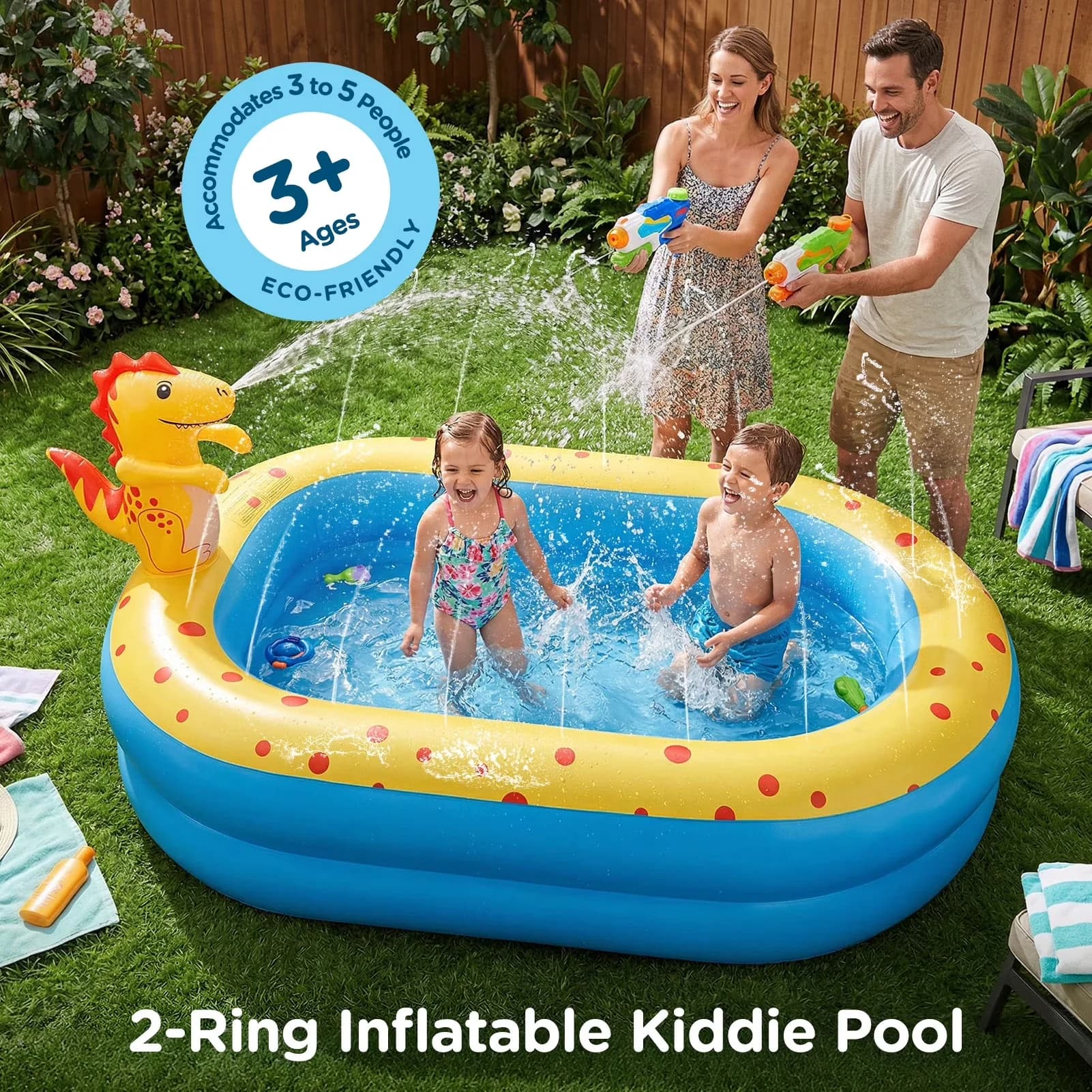 Versatile Inflatable Pool with Puncture Resistant, Kiddie Pools, Swimming - Model 9B2754