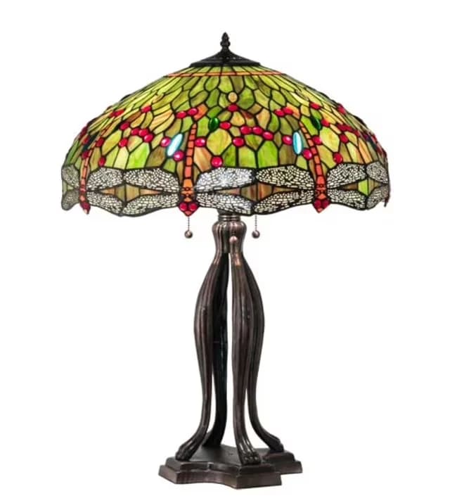 Stylish Table Lamp with Incandescent, Tiffany Lamps - Brown Glass, Metal Model 02EBFA