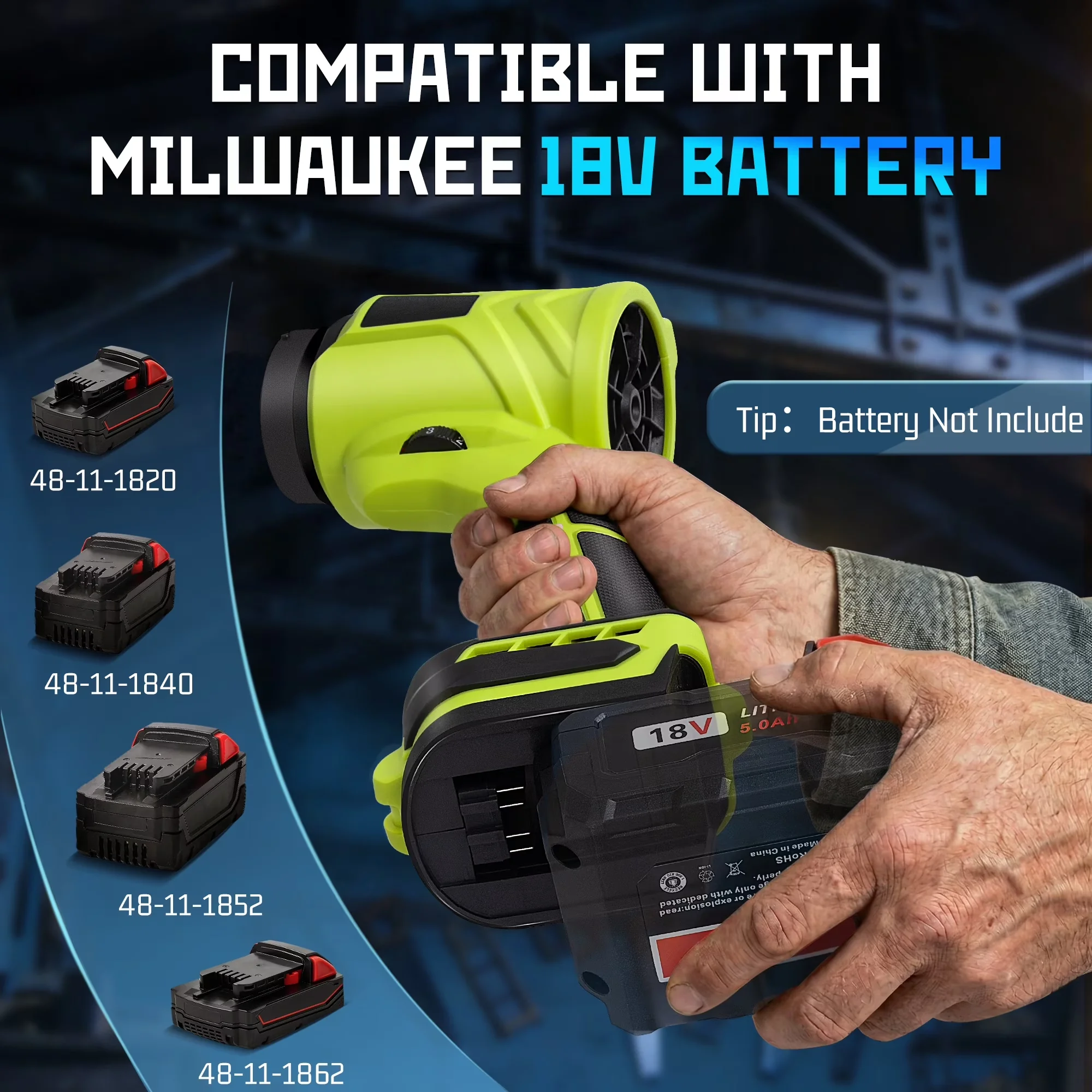 Leaf Blower Versatile with Battery, 18V, Cordless - Modern Design Model A9187B