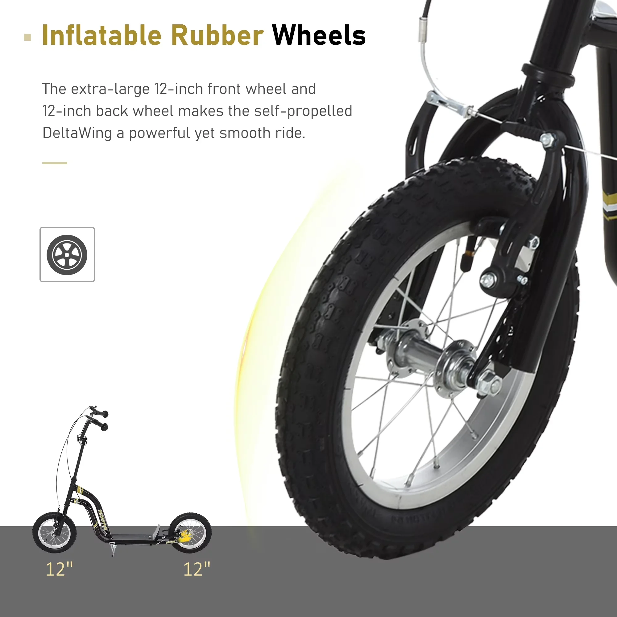 Professional Scooter with Black, Color: Black, Material: Steel, Aluminum, Rubber - Steel, Rubber Black Model 9C870F