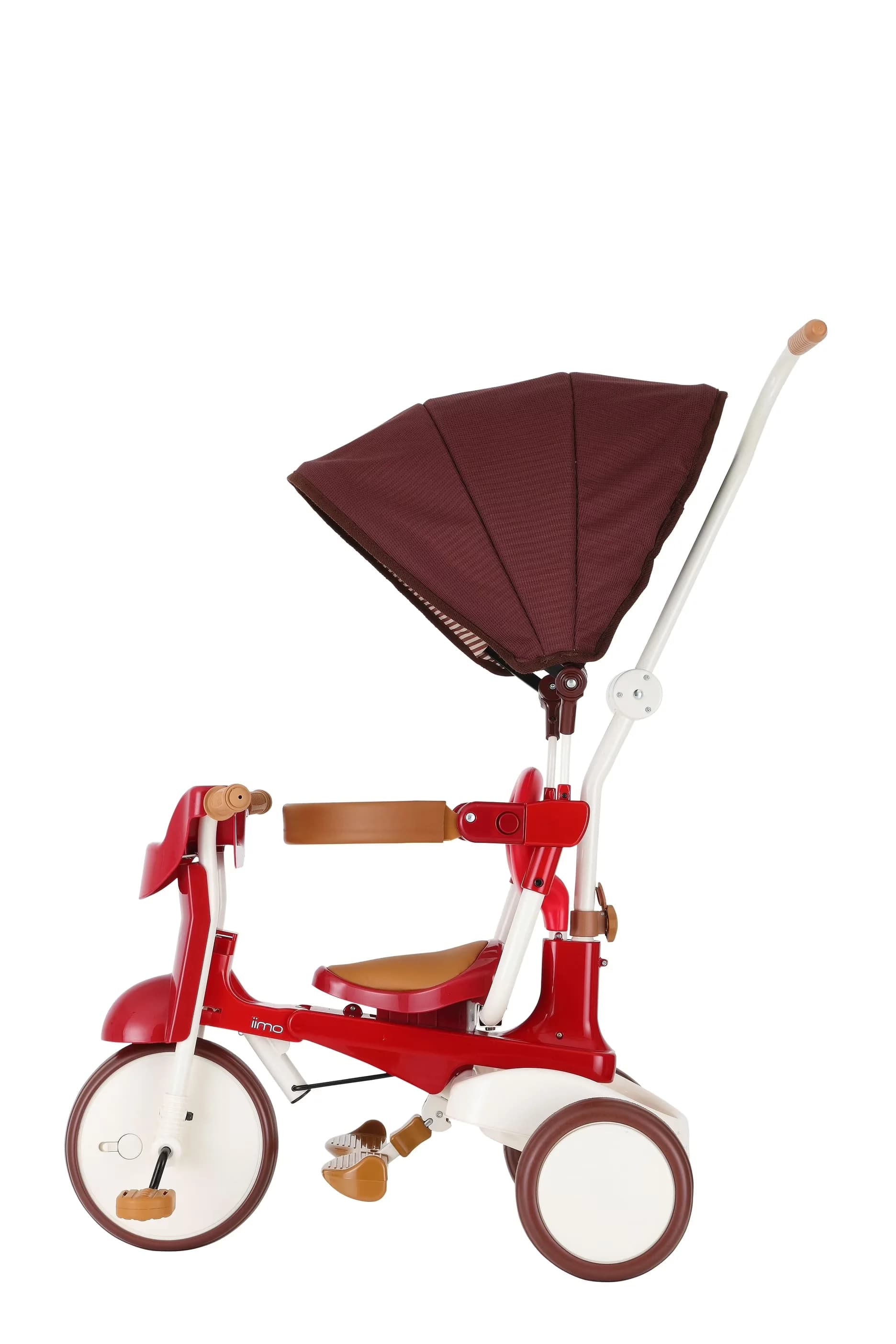 Compact Kids Bike with 3-in-1 Foldable Tricycle, Foldable Foot Rest, Canopy (Eternity Red) - Red Model D70919