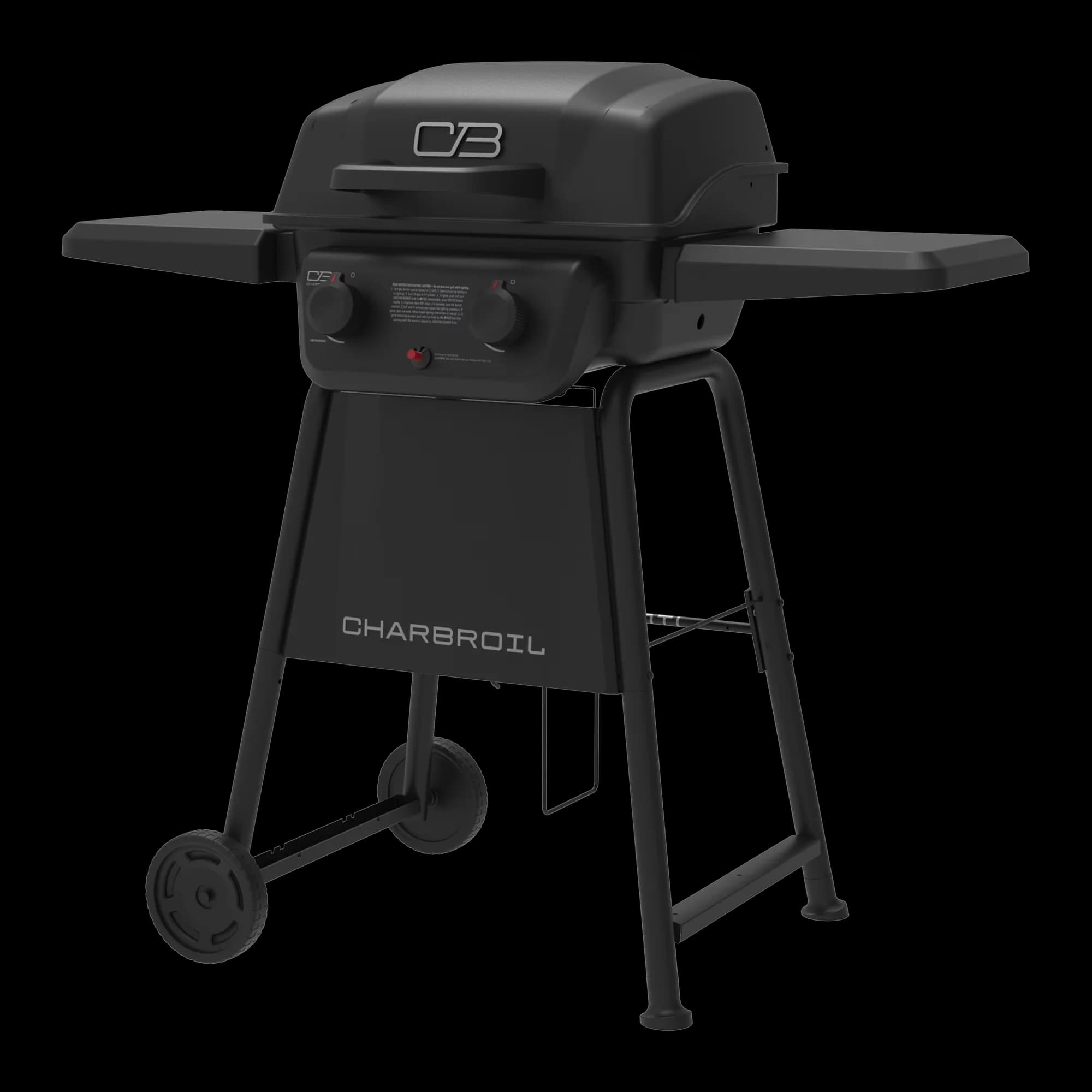 Compact Gas Grill with Portable, Storage Rack - Black Heavy-Duty Steel Model F825FE