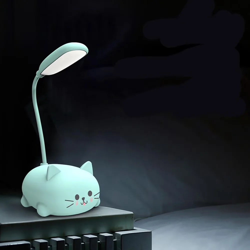 Compact Desk Lamp with LED, Battery, Gooseneck - Blue Abs for Home Office, Bedroom Model E072C7