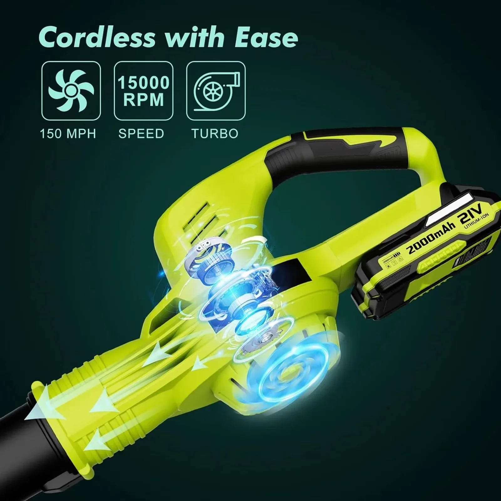 Sleek Leaf Blower with Battery, 3000W, Easy to Use - Sleek Profile Model 4EC08D