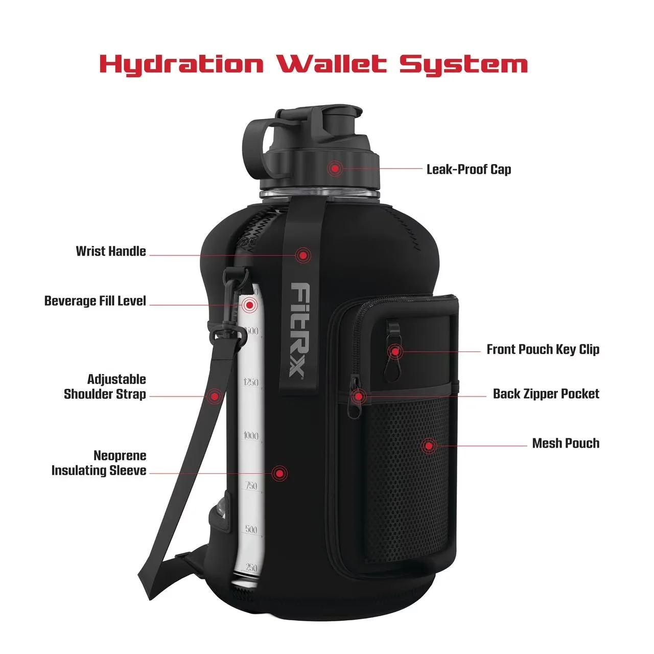 Classic Water Filtration with Voyager Bottle, Half Gallon Jug - Black Plastic; Neoprene Model 094DAA