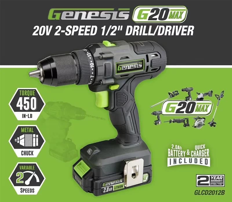 Premium Drills Driver with Battery, Replaceable Battery, - Gray 1/2-In. Model 736611