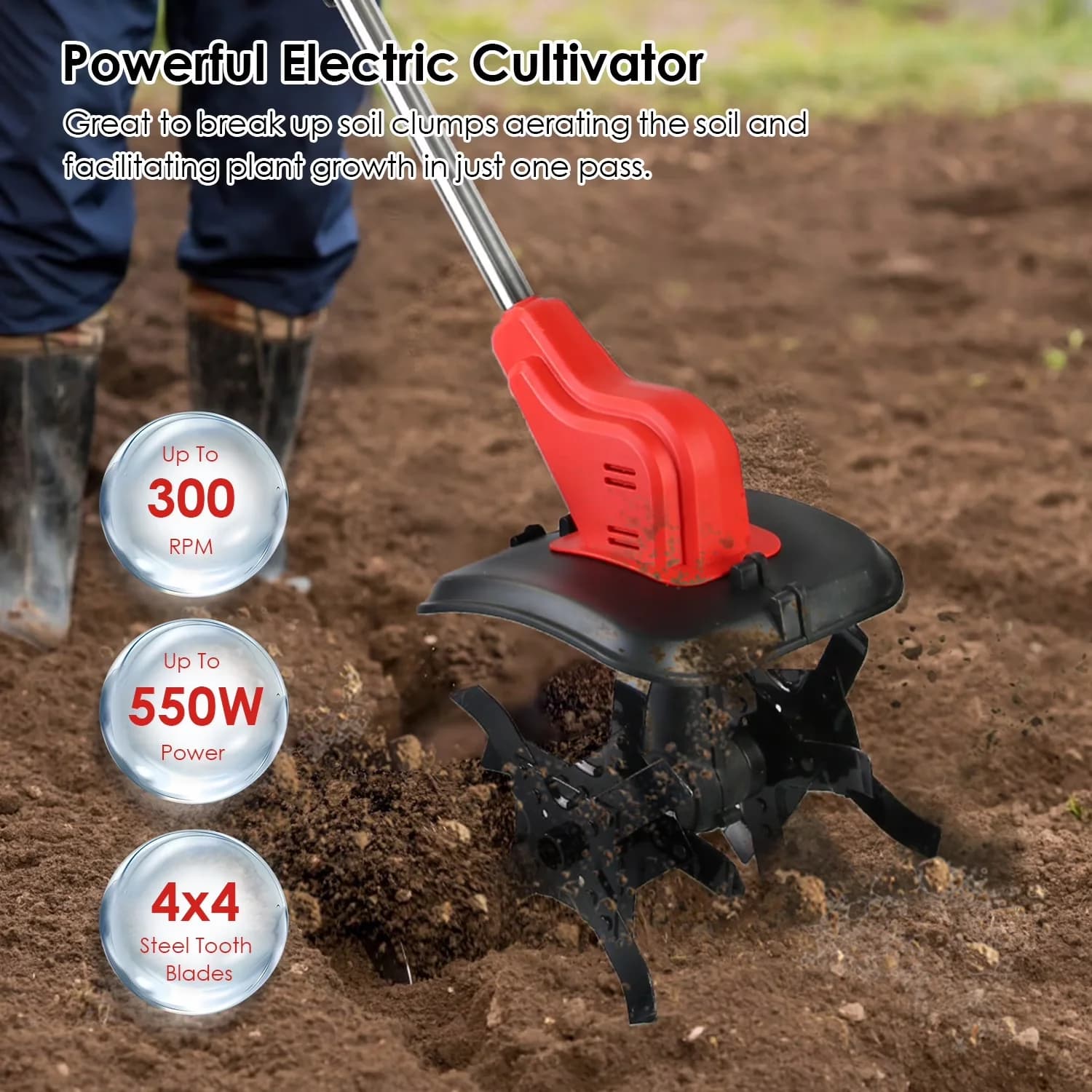 Modern Trillers Cultivator with Battery, 550W, 21V - Easy to Use Model 243CBD