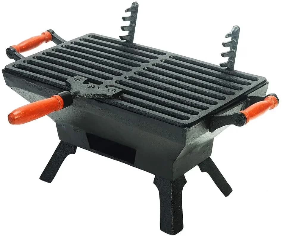 Sleek Flat Top Grill with Portable - Cast Iron Black- Bbq Grill 19CM - Modern Design Model 19FAE3
