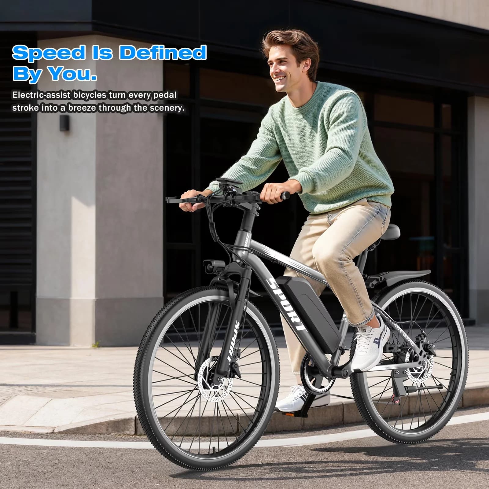 Reliable Electric Bike with Battery, 1500W, 26"Electric - Gray for Home and Office Model 5BAE02