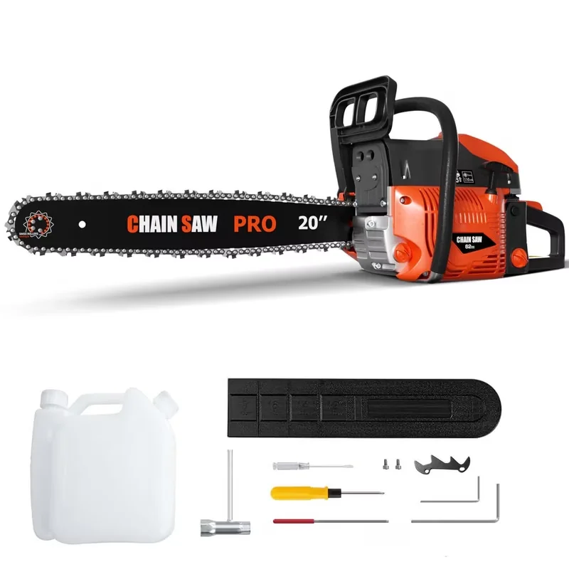 Innovative Chainsaw with Chain Brake, Anti-Vibration, 62cc Gas - Orange Model 4DD00E