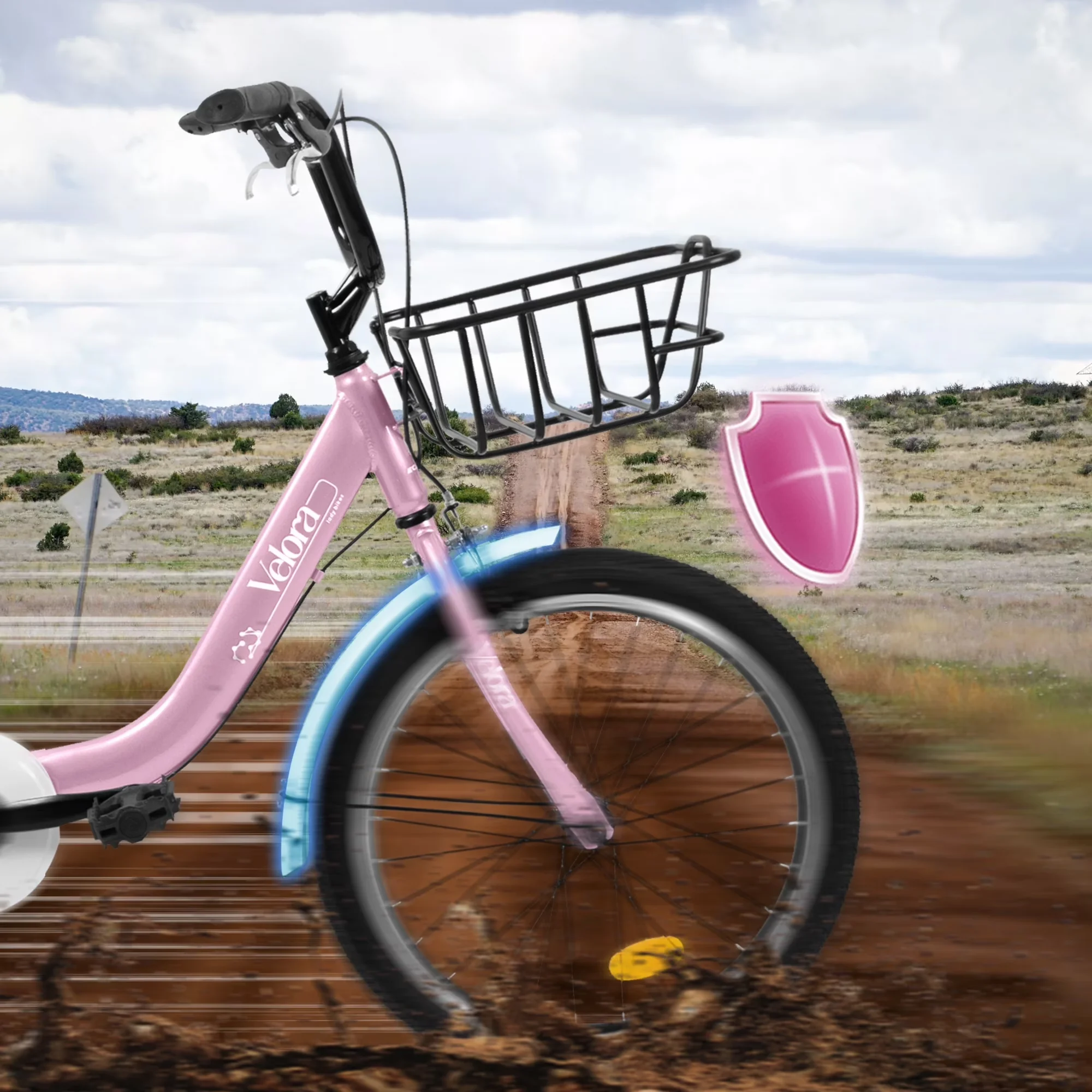 Efficient Road Bike with Adjustable Height, Doll-Seat & Basket Pink - Pink Model FF7332