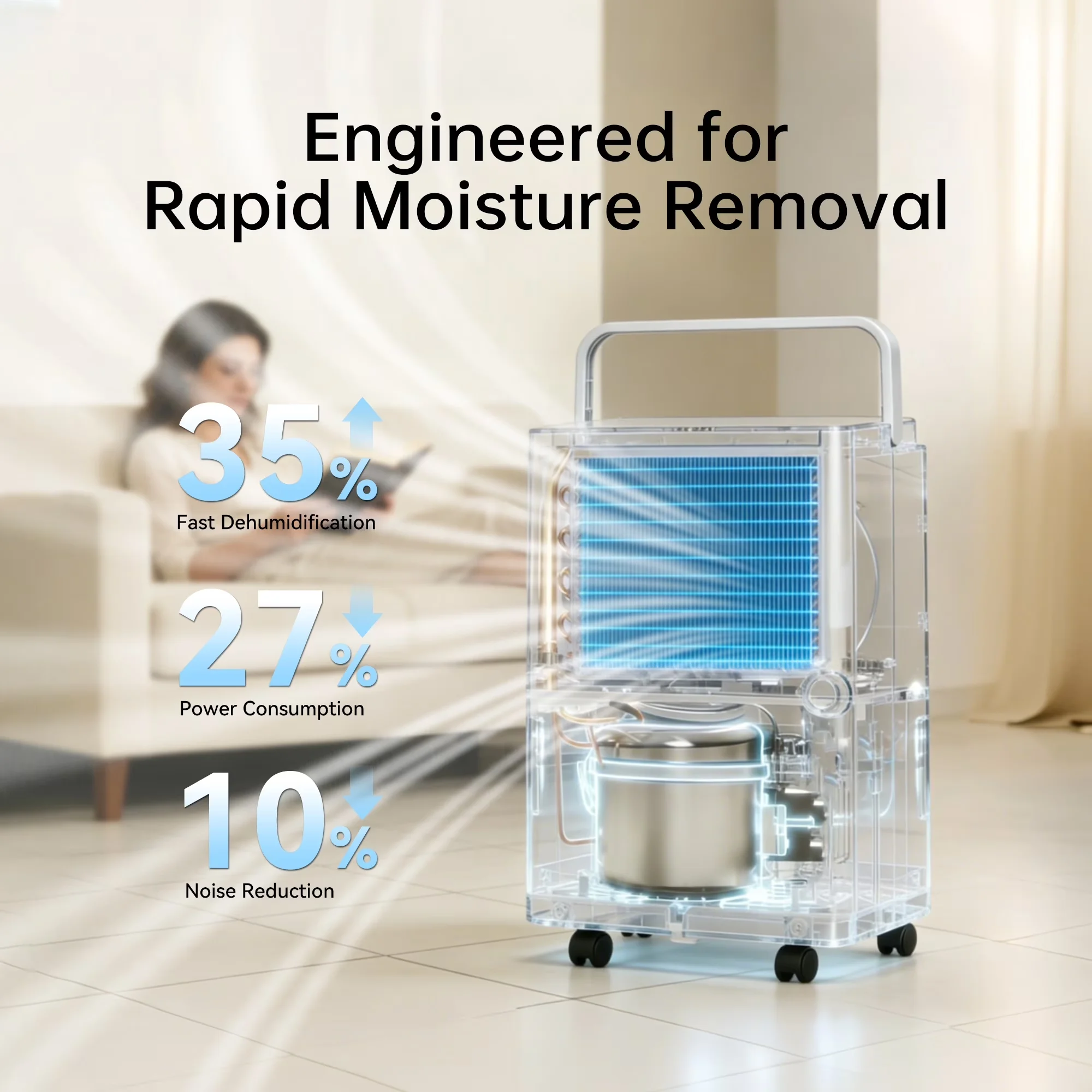Stylish Dehumidifier with Automatic Defrost Control, Coverage Area: Up to 2,500 Sq. Ft., 30 Pints - Model 8F1091