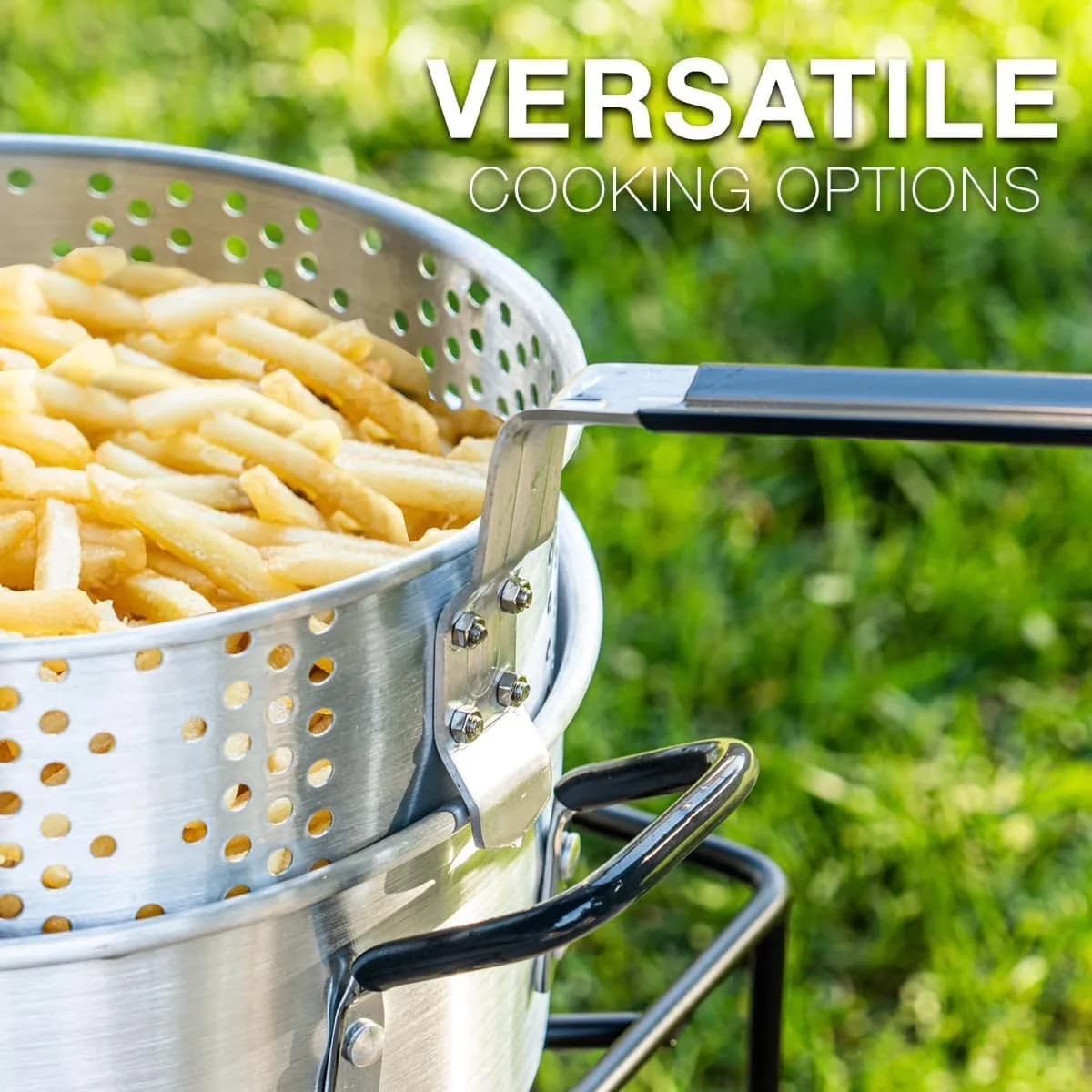 Reliable Outdoor Fryer with Adjustable Regulator - Silver Aluminum, Steel Model 414340
